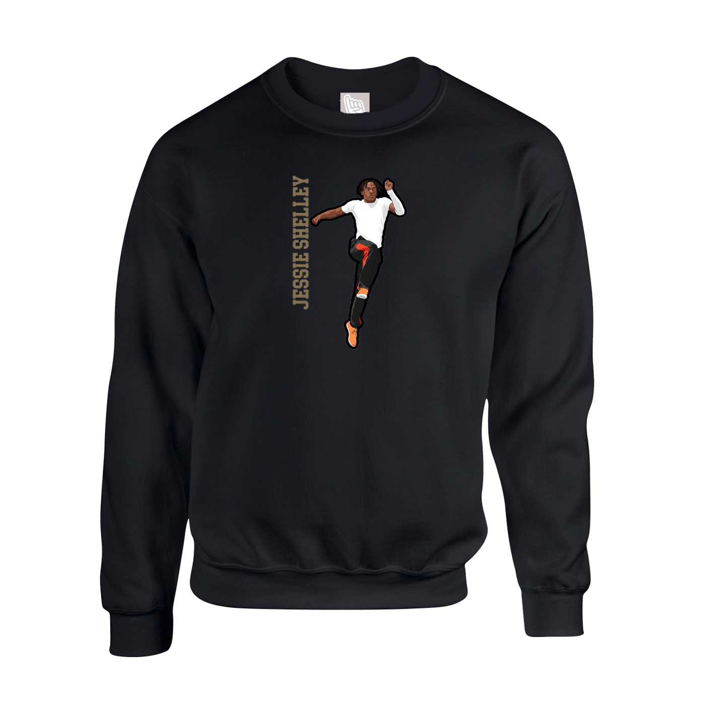 Fleece Crew — Name Vertical in Black