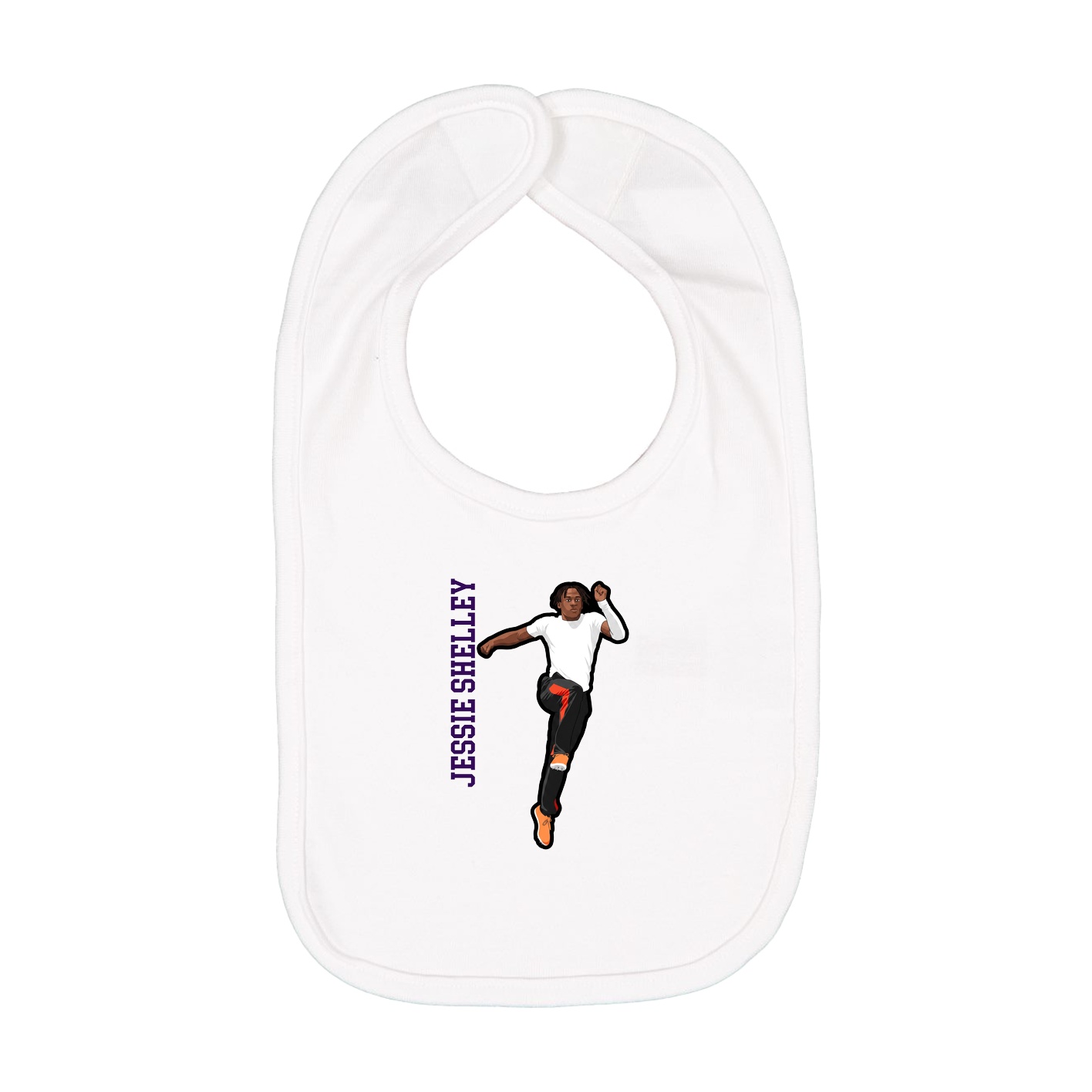 Infant Bib — Name Vertical in White