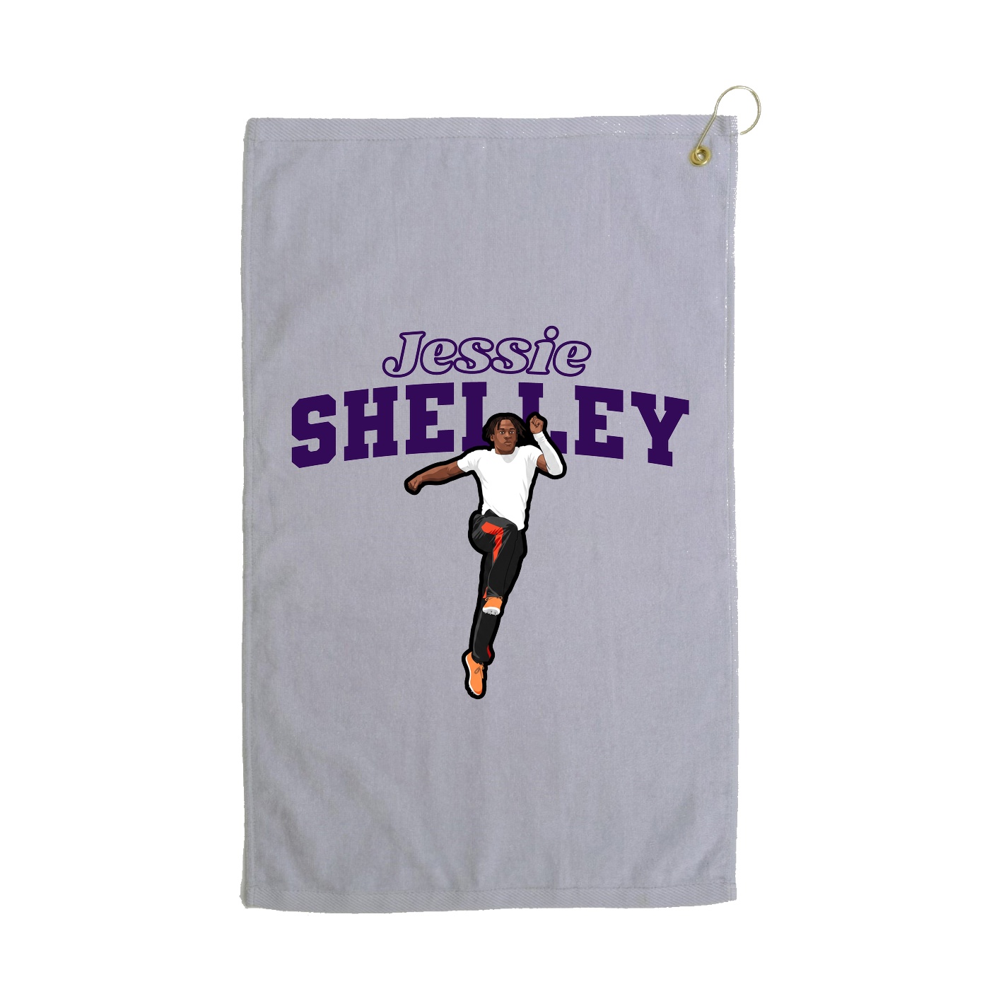 Golf Towel — Name Arch in Grey