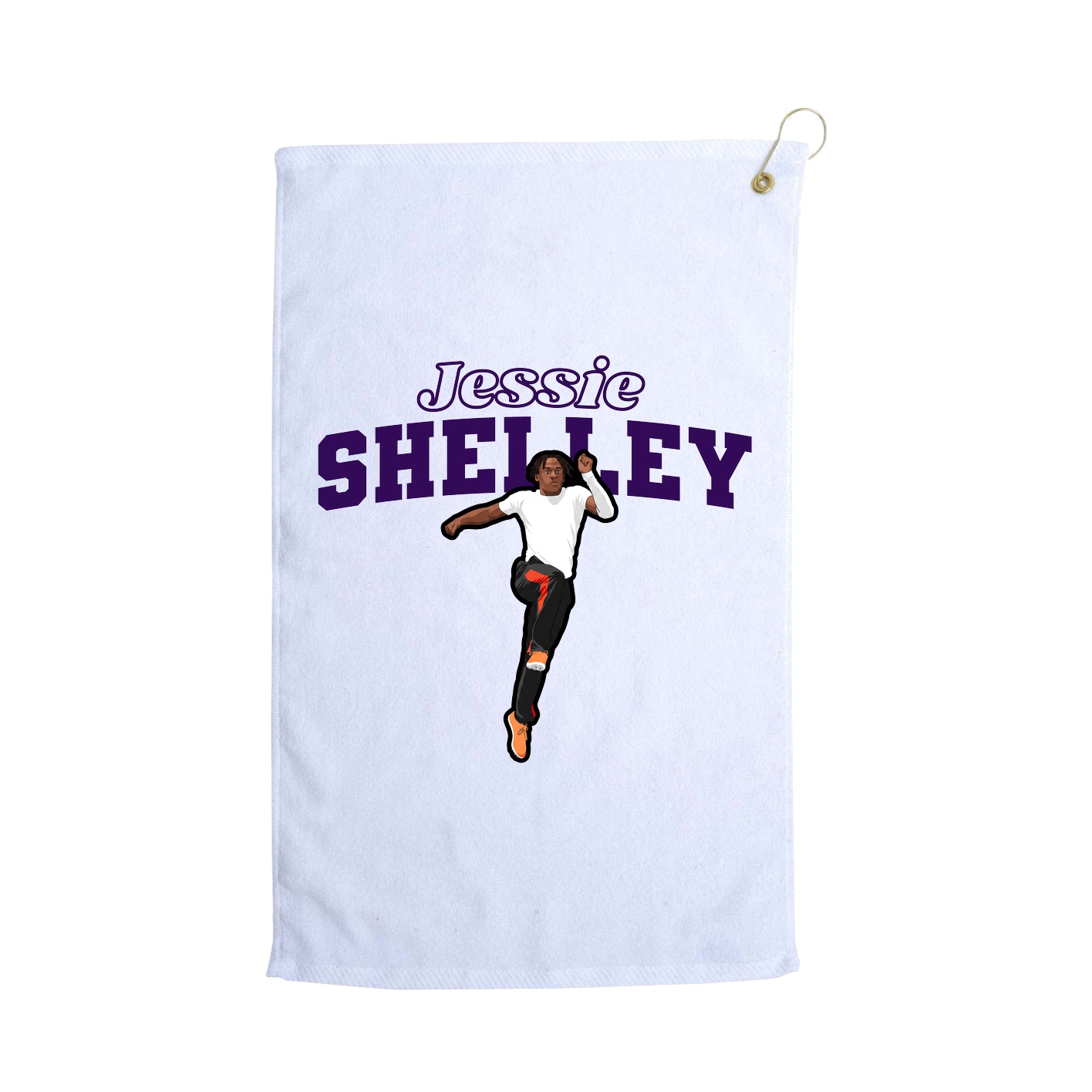 Golf Towel — Name Arch in White