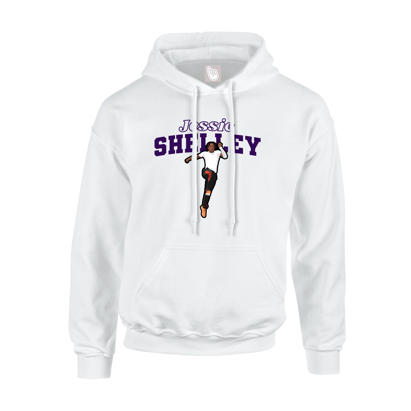Youth Hoodie — Name Arch in White