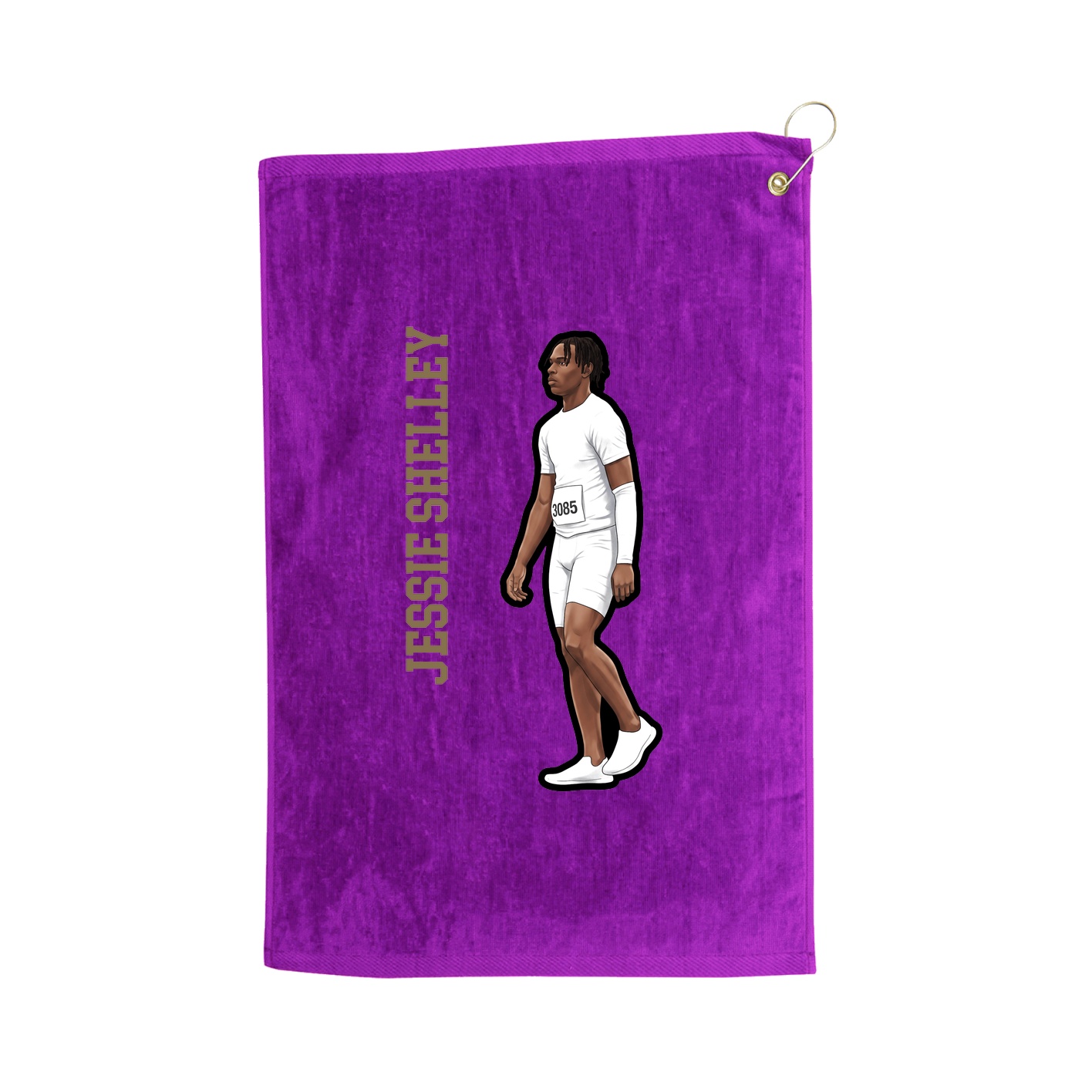 Golf Towel — Name Vertical in Purple