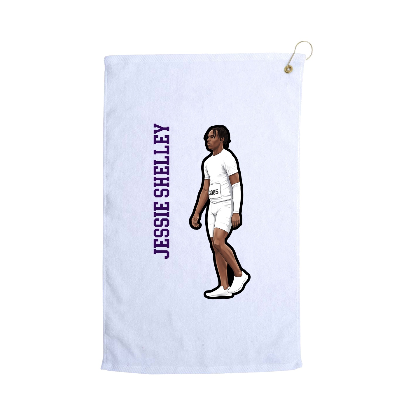 Golf Towel — Name Vertical in White