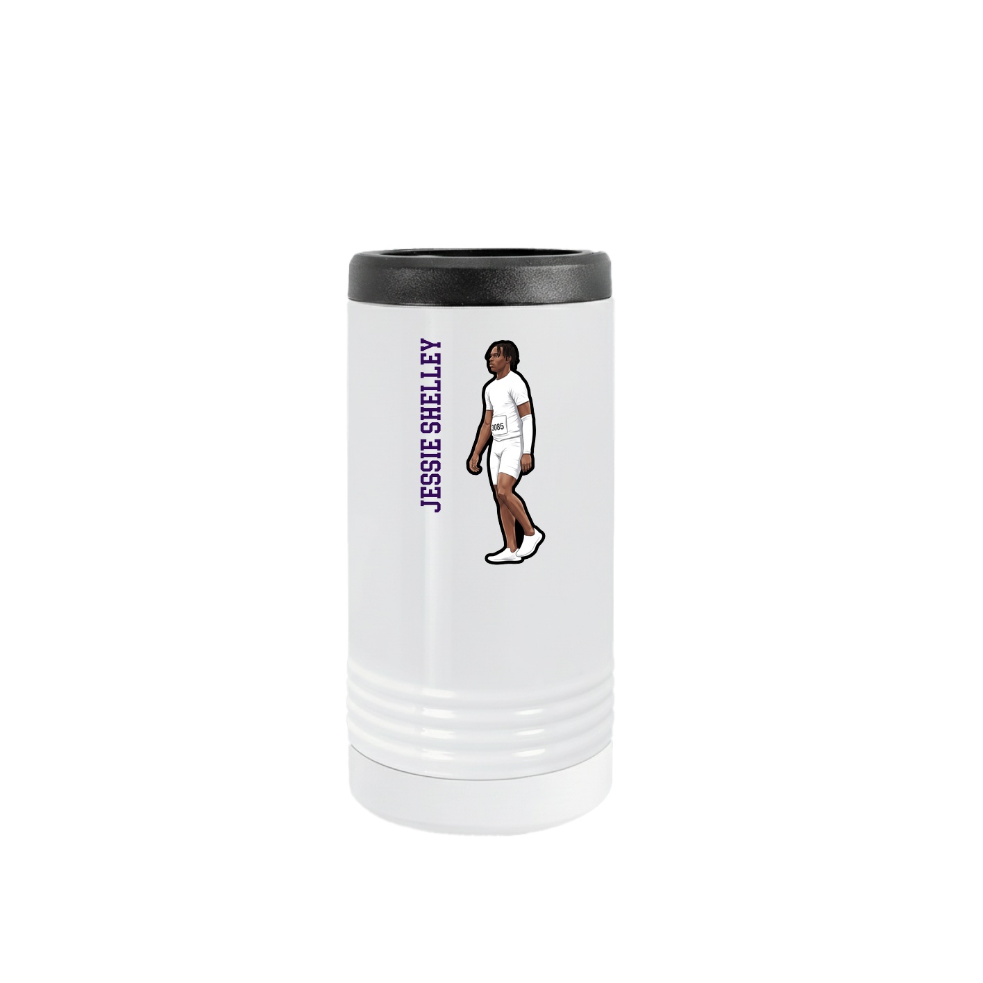 Slim Beverage Holder — Name Vertical in White