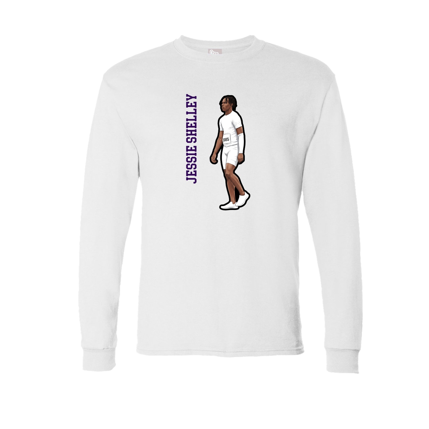 Long Sleeve Tee — Name Vertical in White