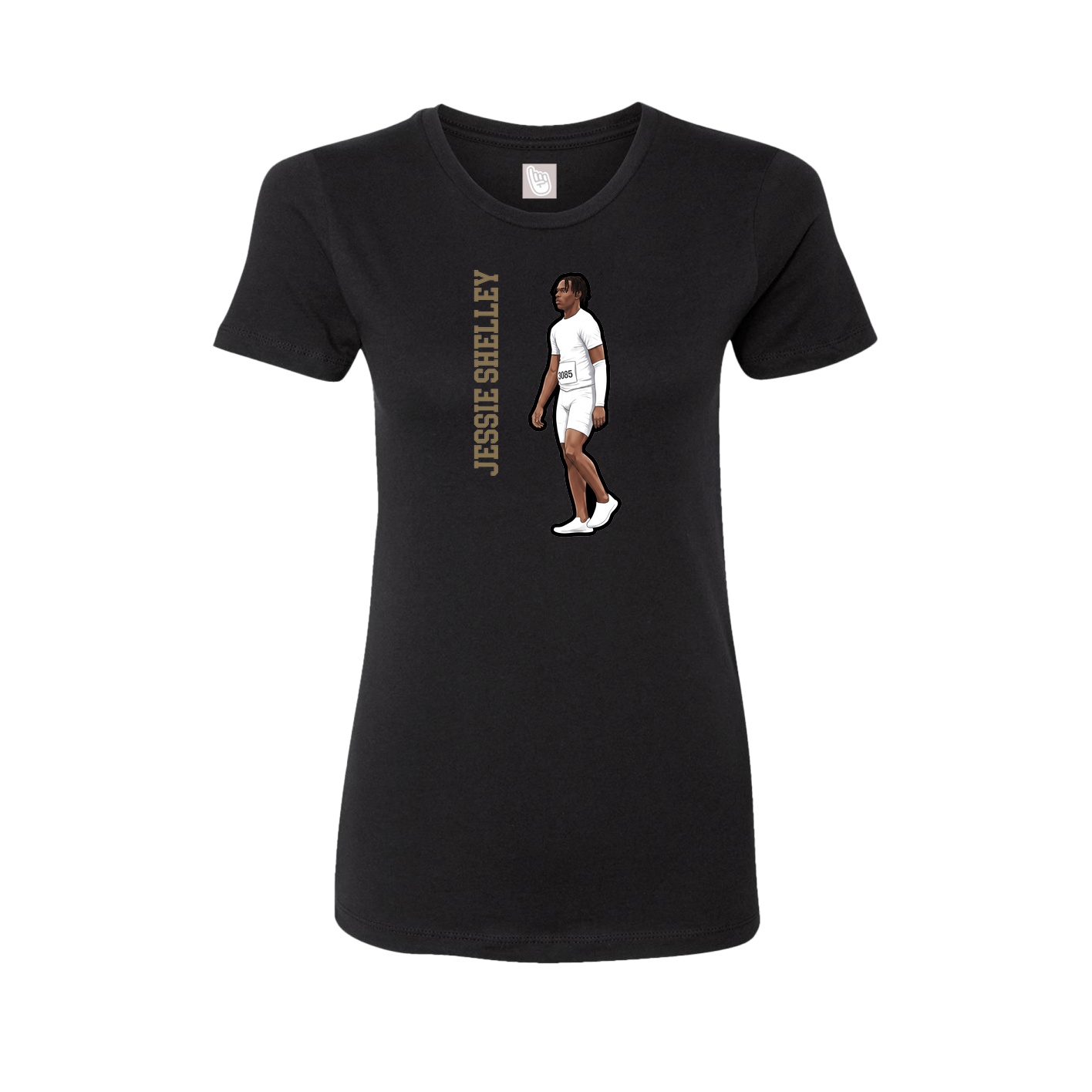 Womens Tee — Name Vertical in Black