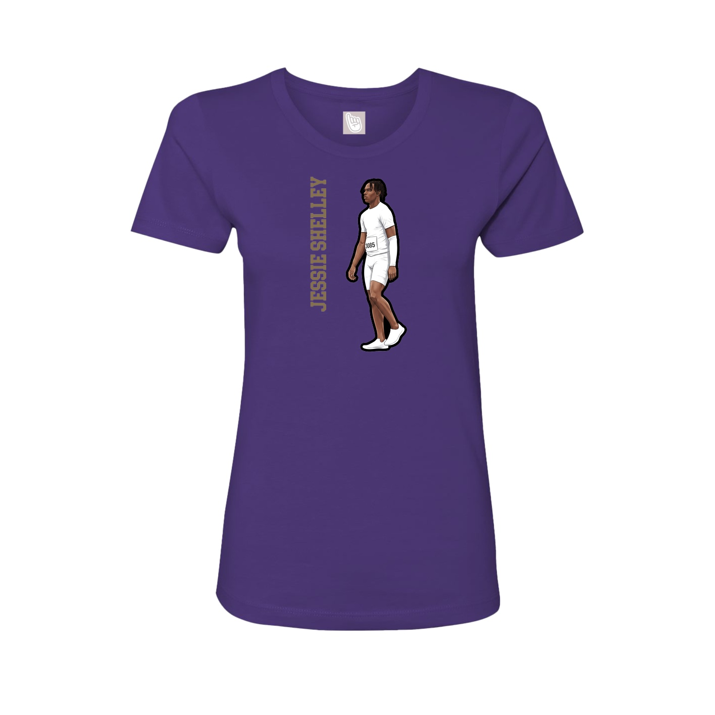 Womens Tee — Name Vertical in Purple