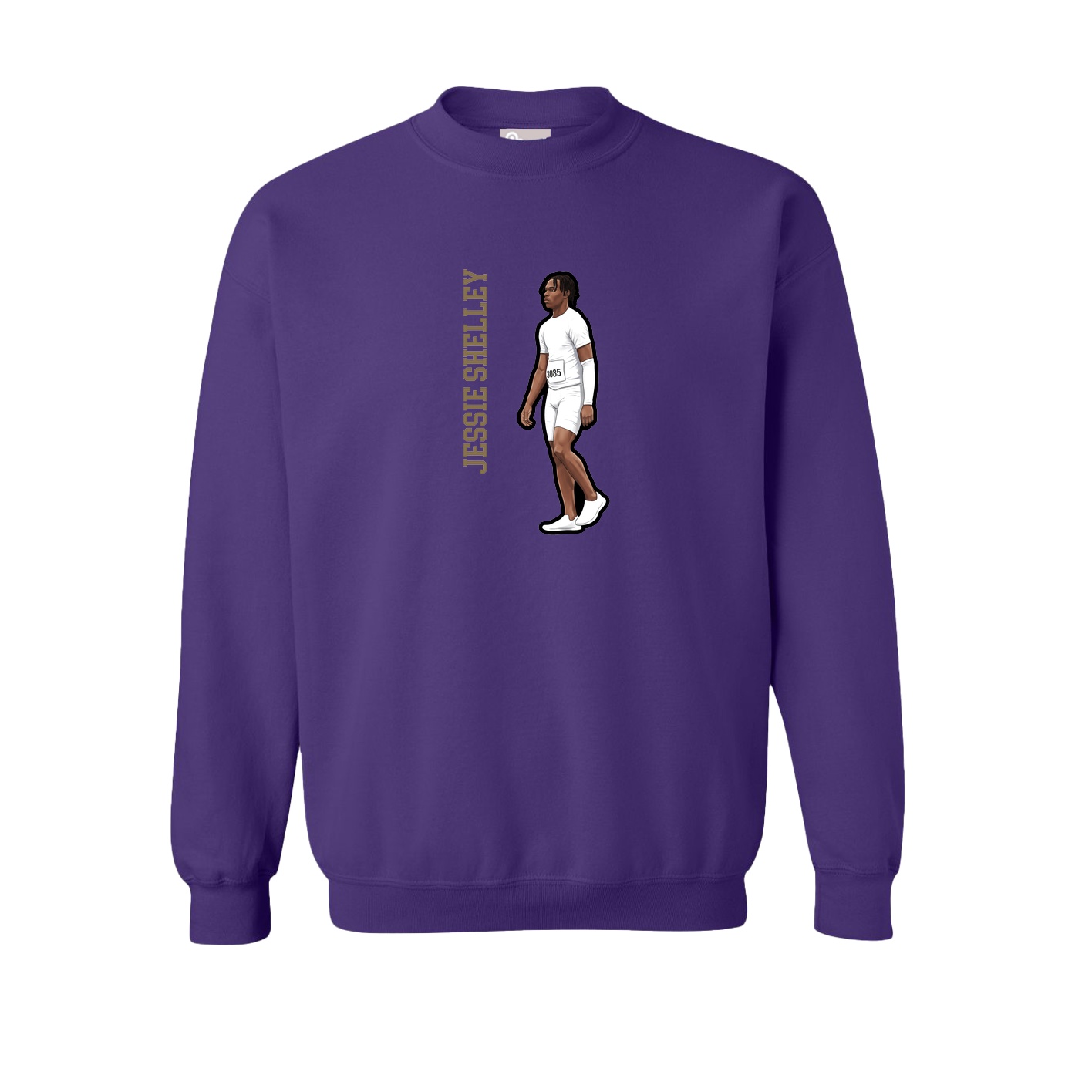 Fleece Crew — Name Vertical in Purple