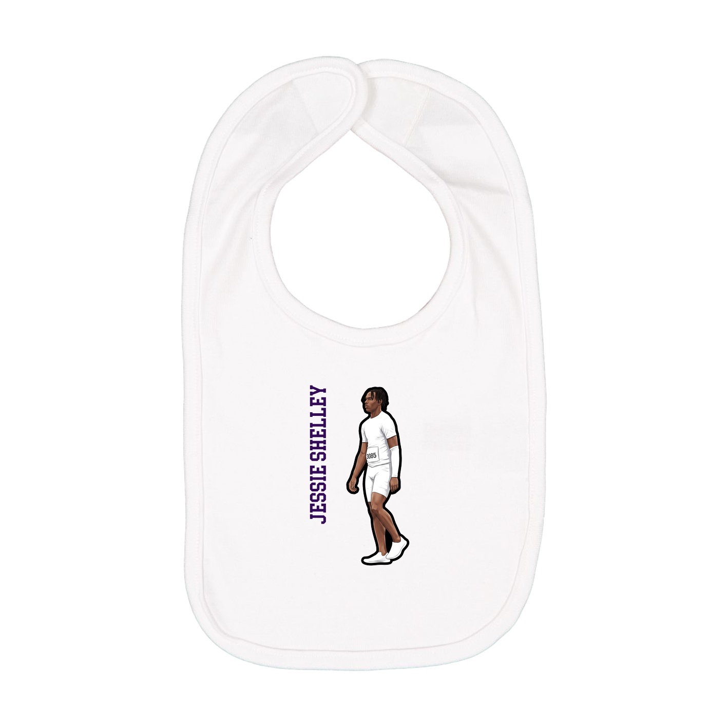 Infant Bib — Name Vertical in White