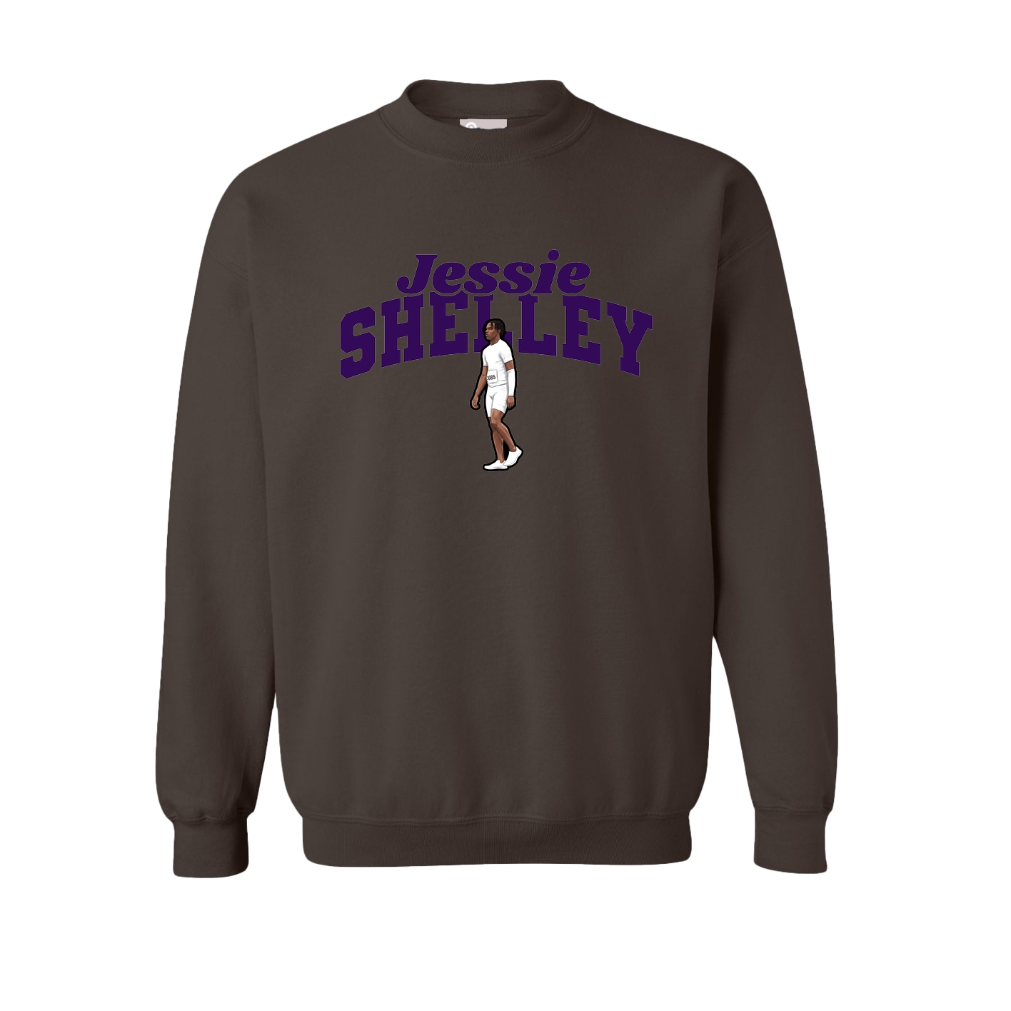 Fleece Crew — Signature Arch in Brown