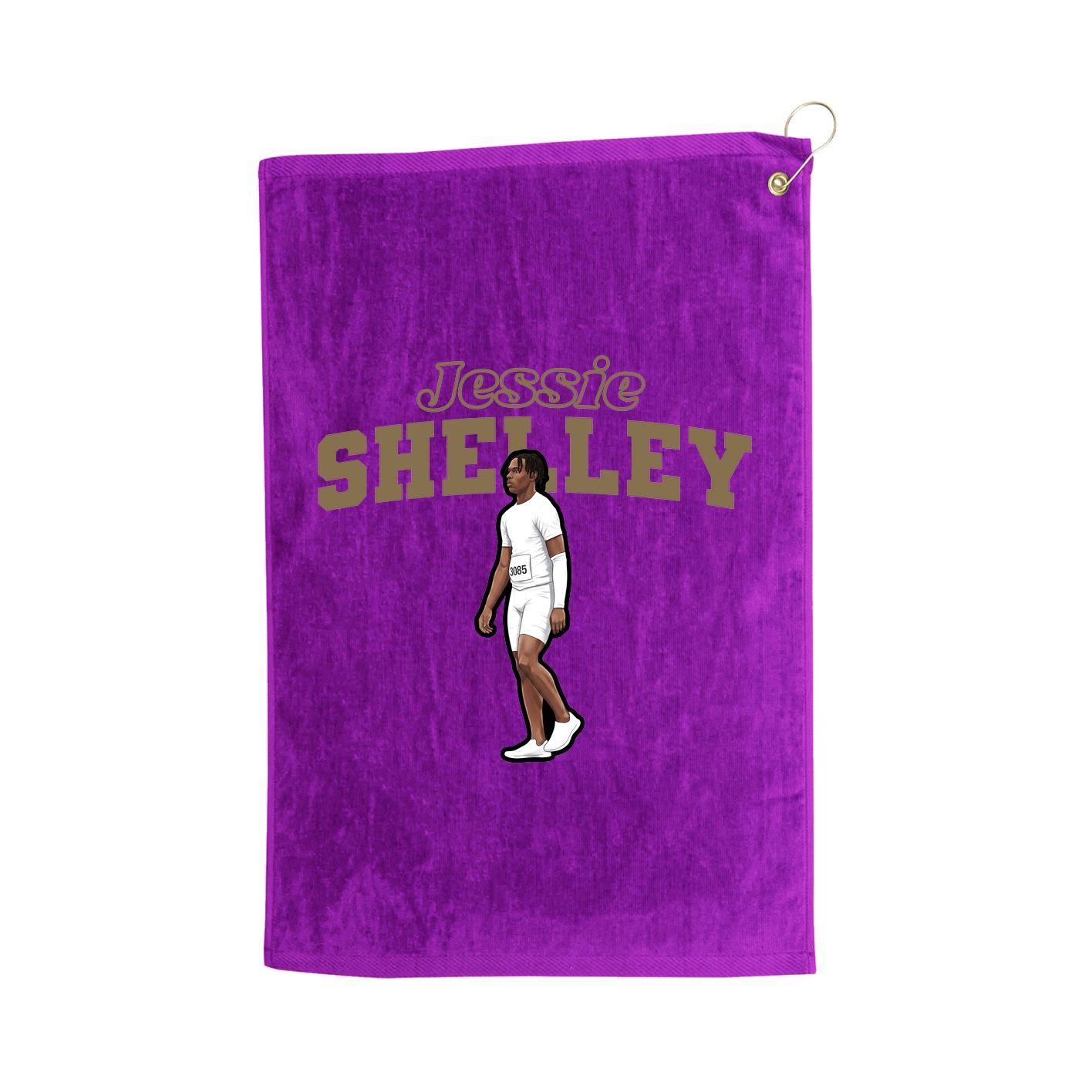 Golf Towel — Name Arch in Purple