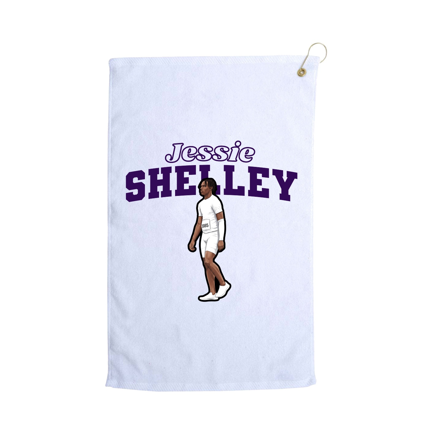 Golf Towel — Name Arch in White