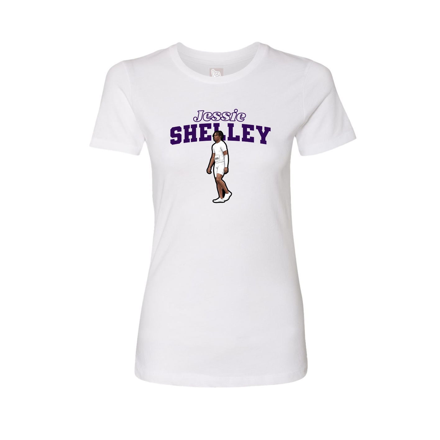 Womens Tee — Name Arch in White