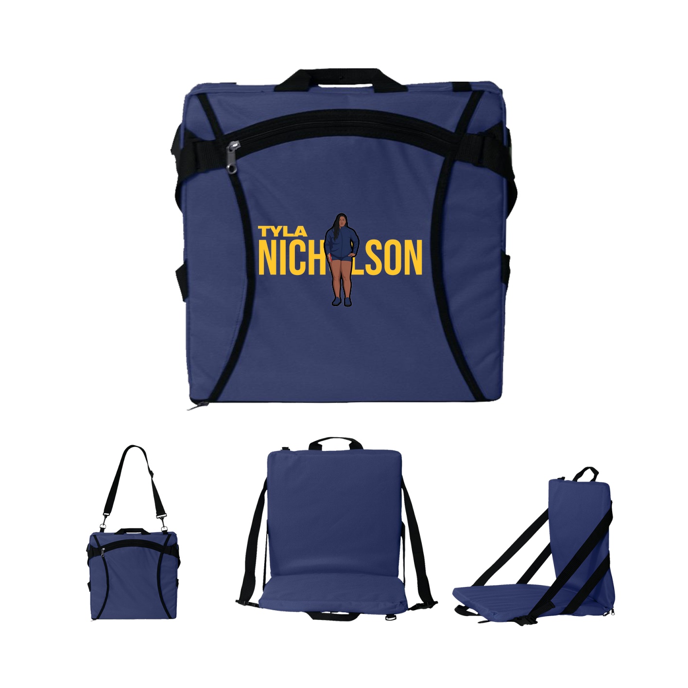 Folding Stadium Seat — Player Name in Navy
