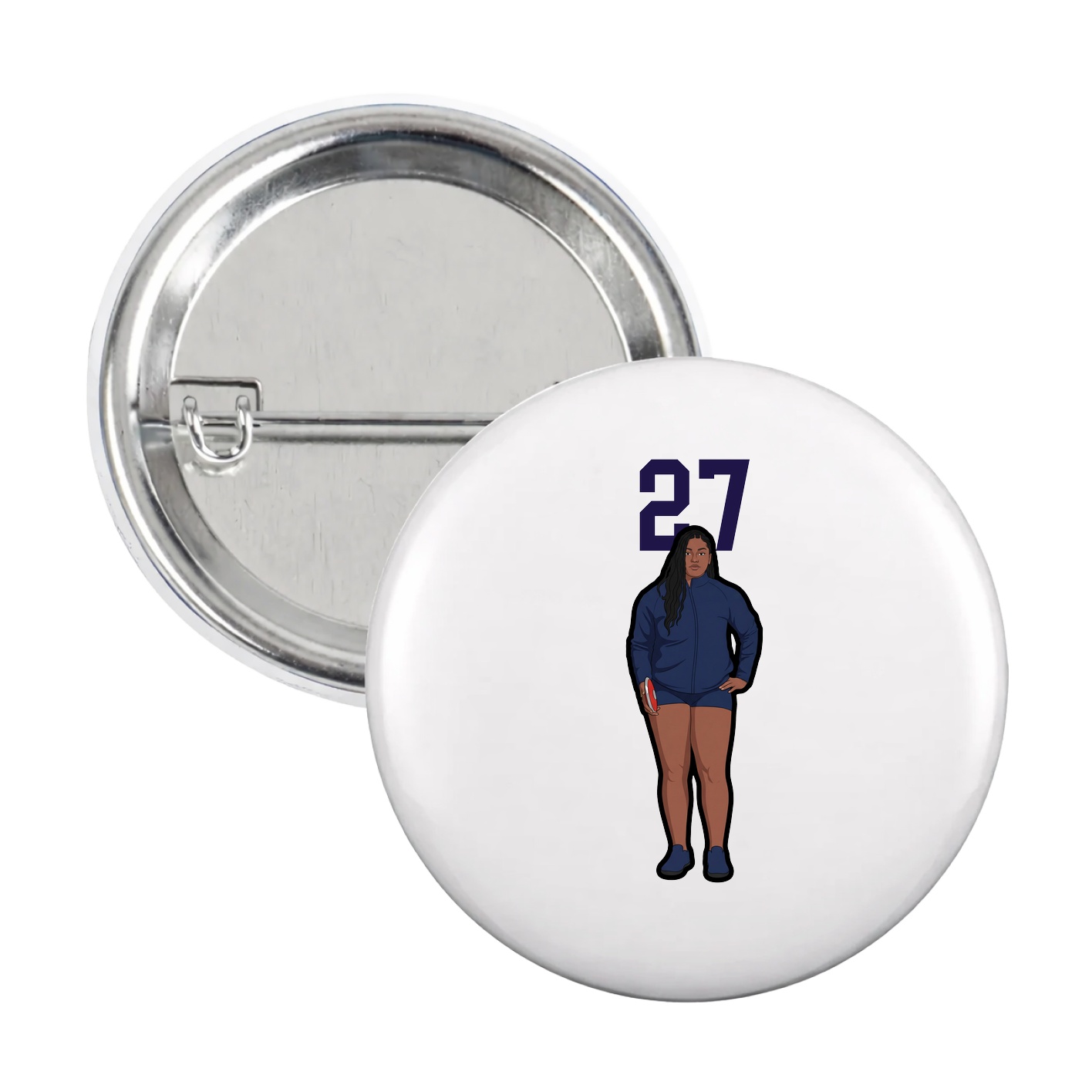 Game Day Button — Number Top in White