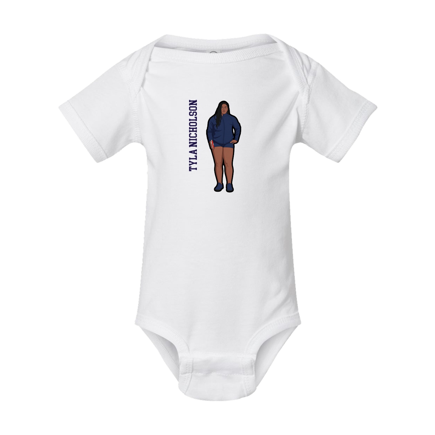Baby Onesie — Name Vertical in White