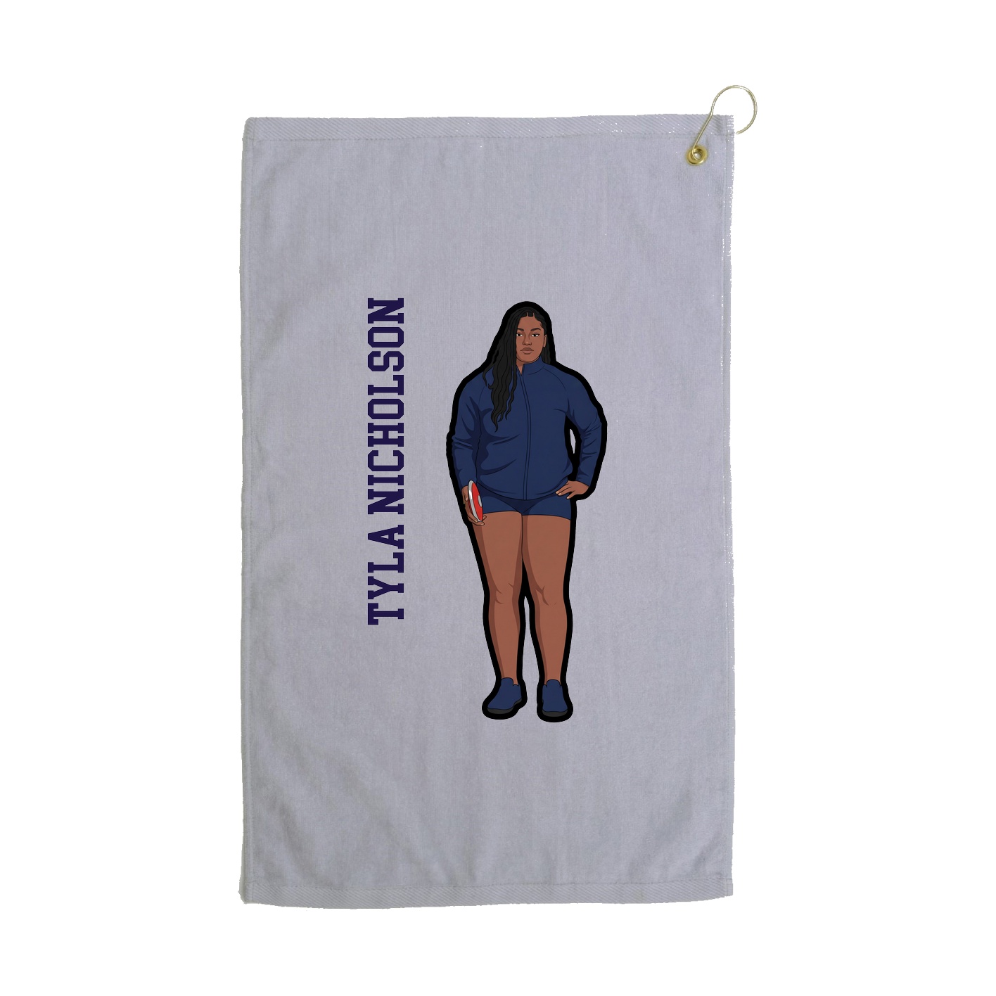 Golf Towel — Name Vertical in Grey