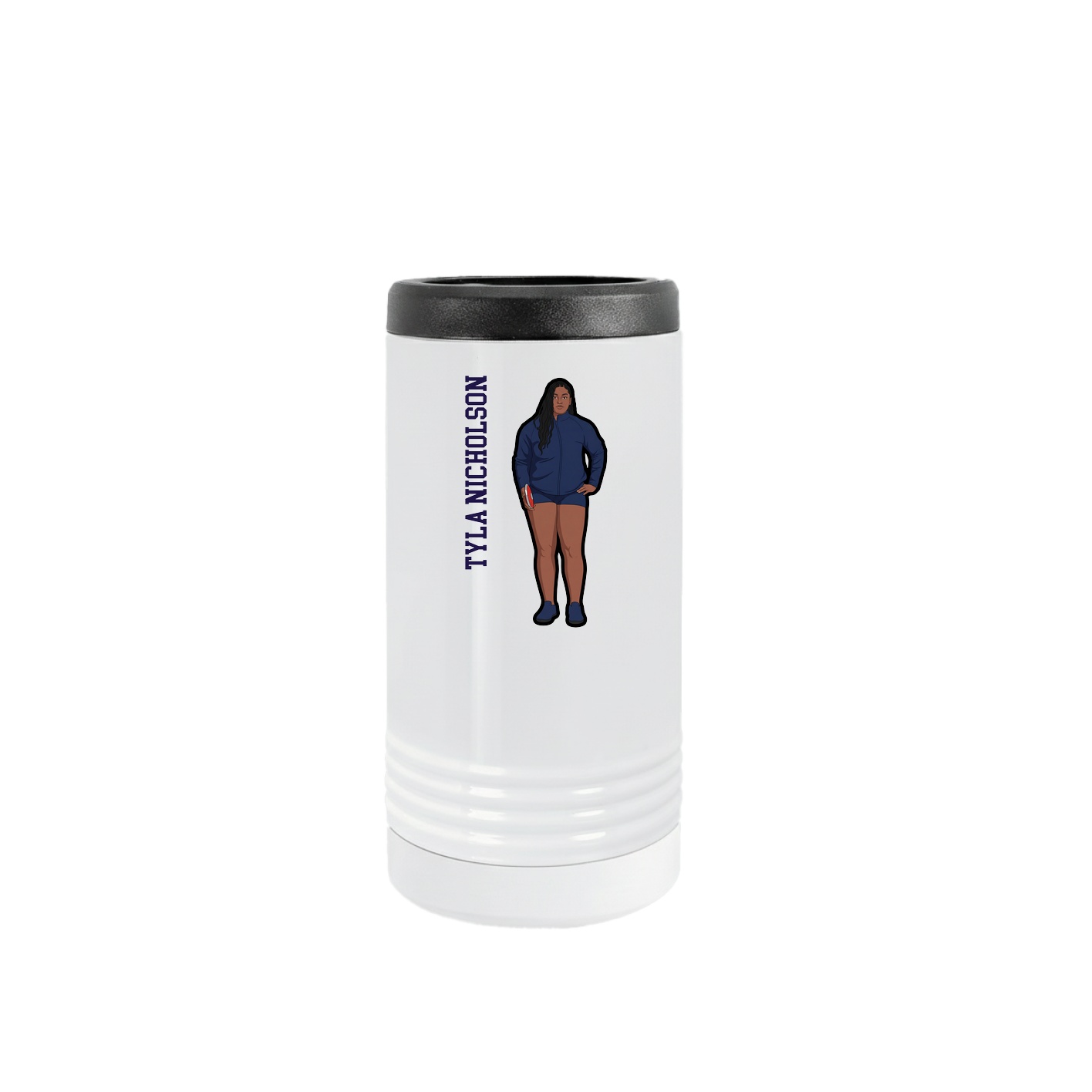 Slim Beverage Holder — Name Vertical in White