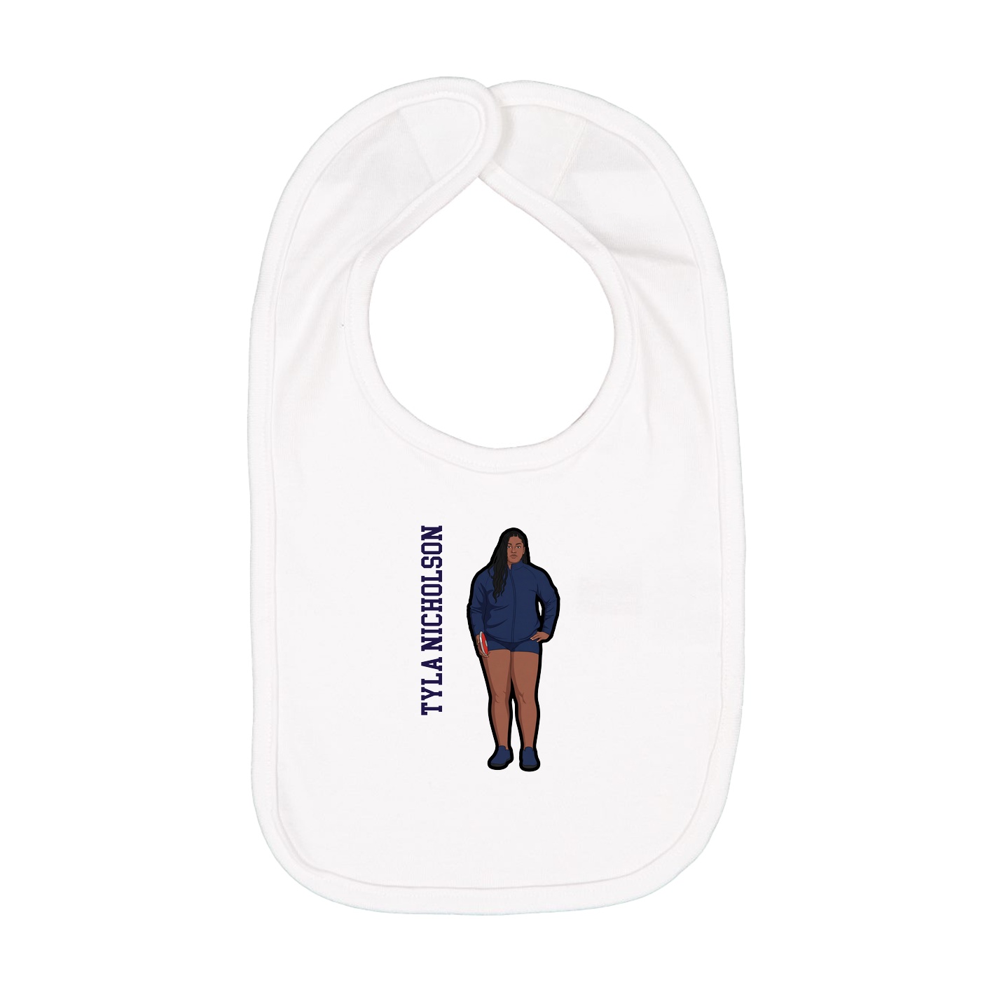 Infant Bib — Name Vertical in White
