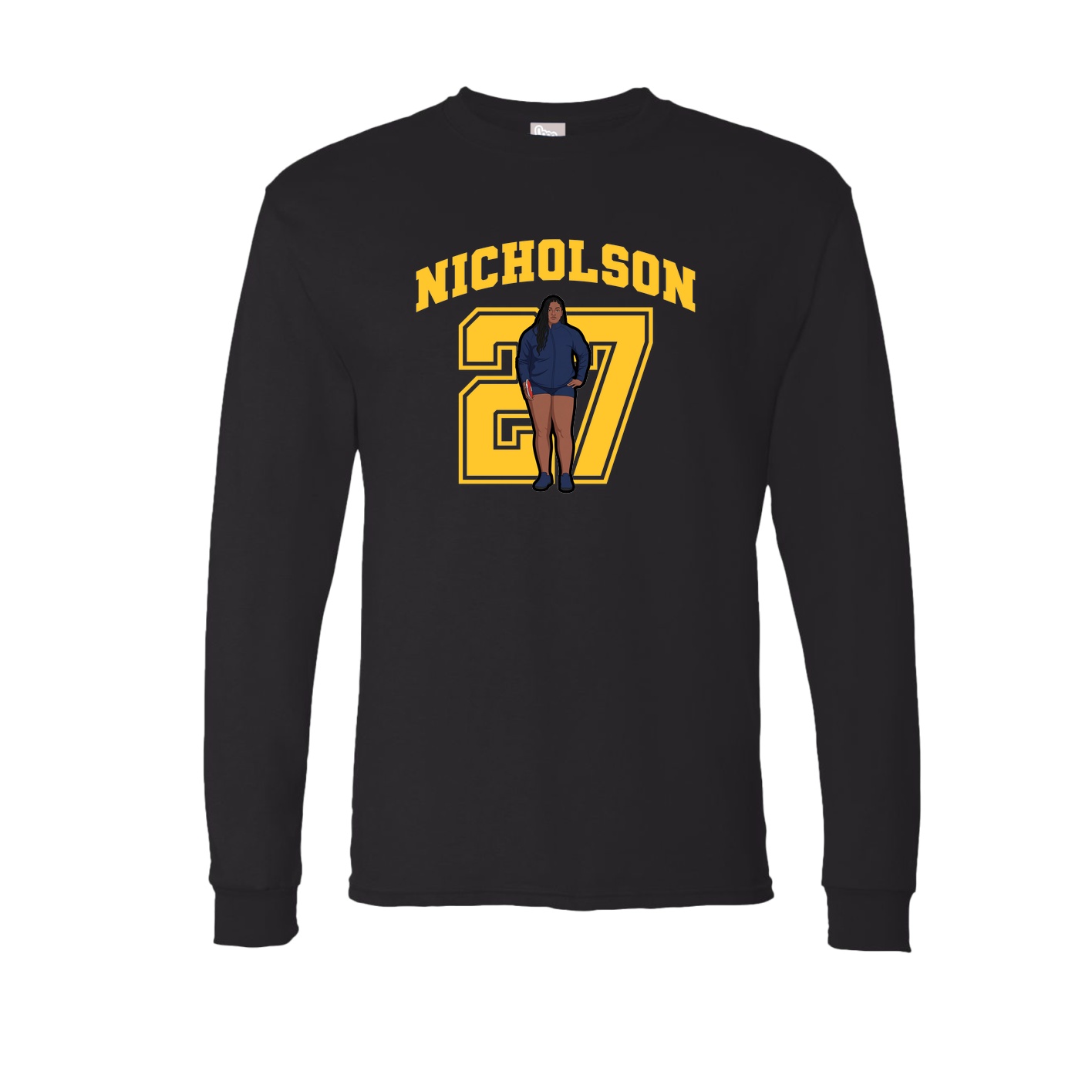 Long Sleeve Tee — Number in Black