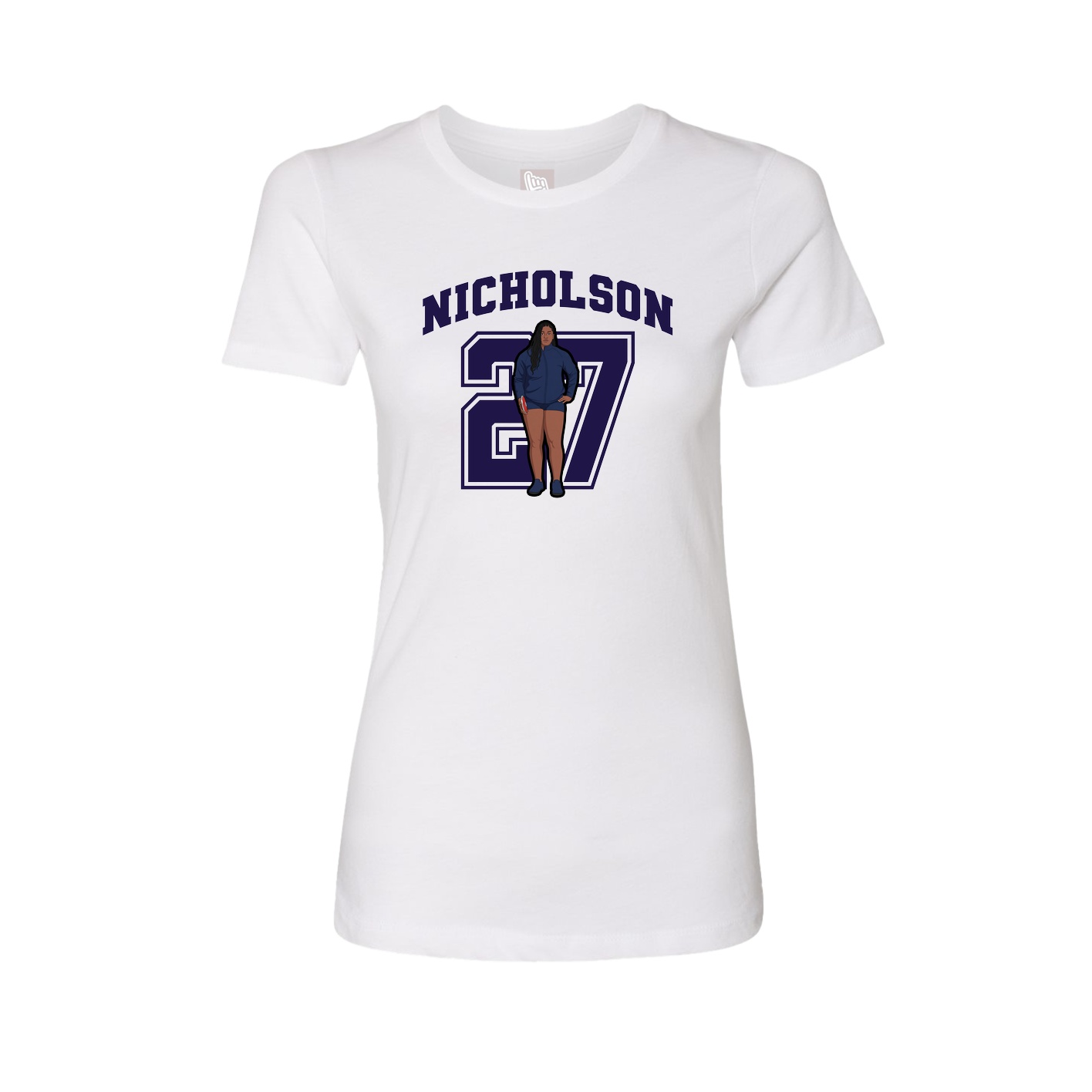Fitted Women's Tee — Number in White