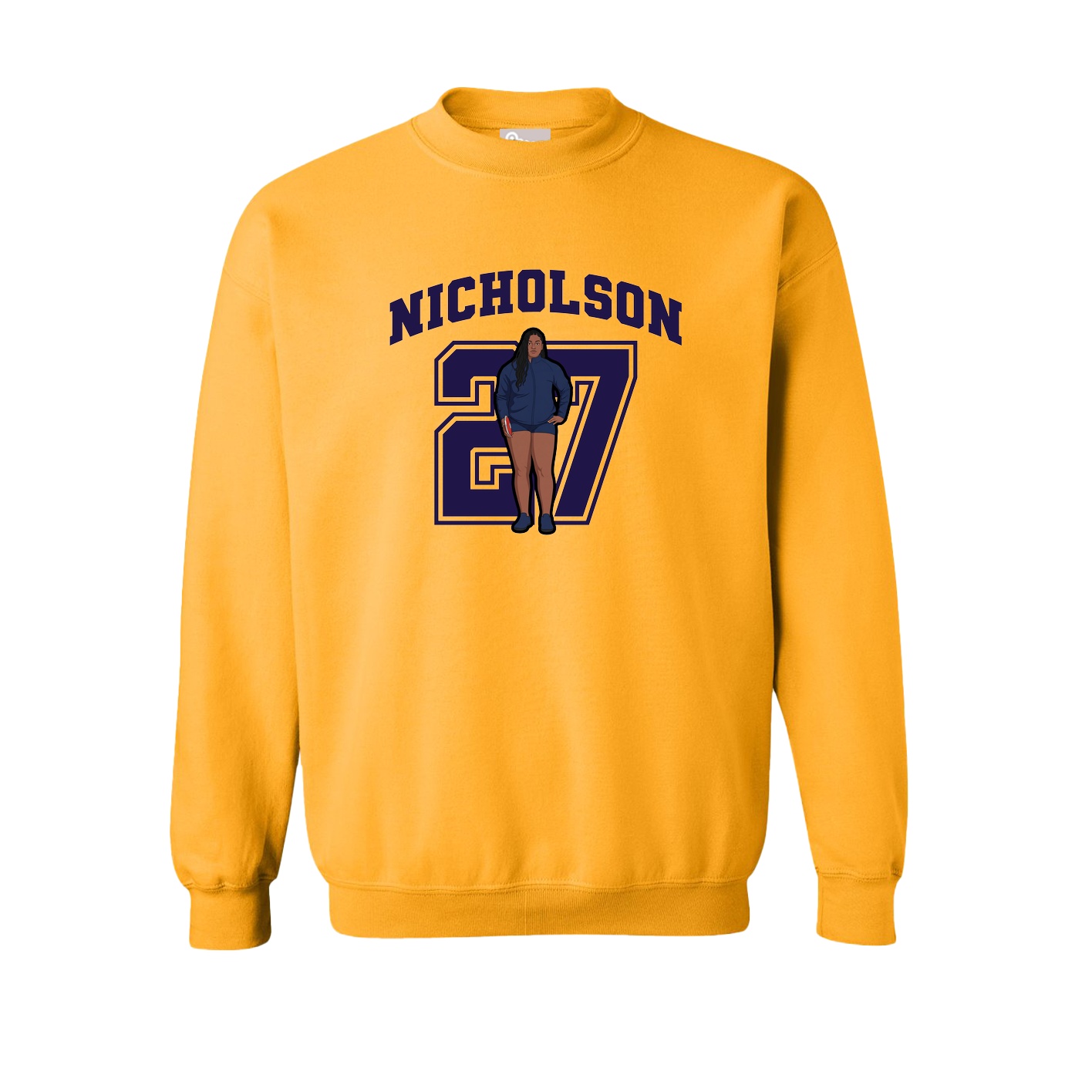 Fleece Crew — Number in Gold
