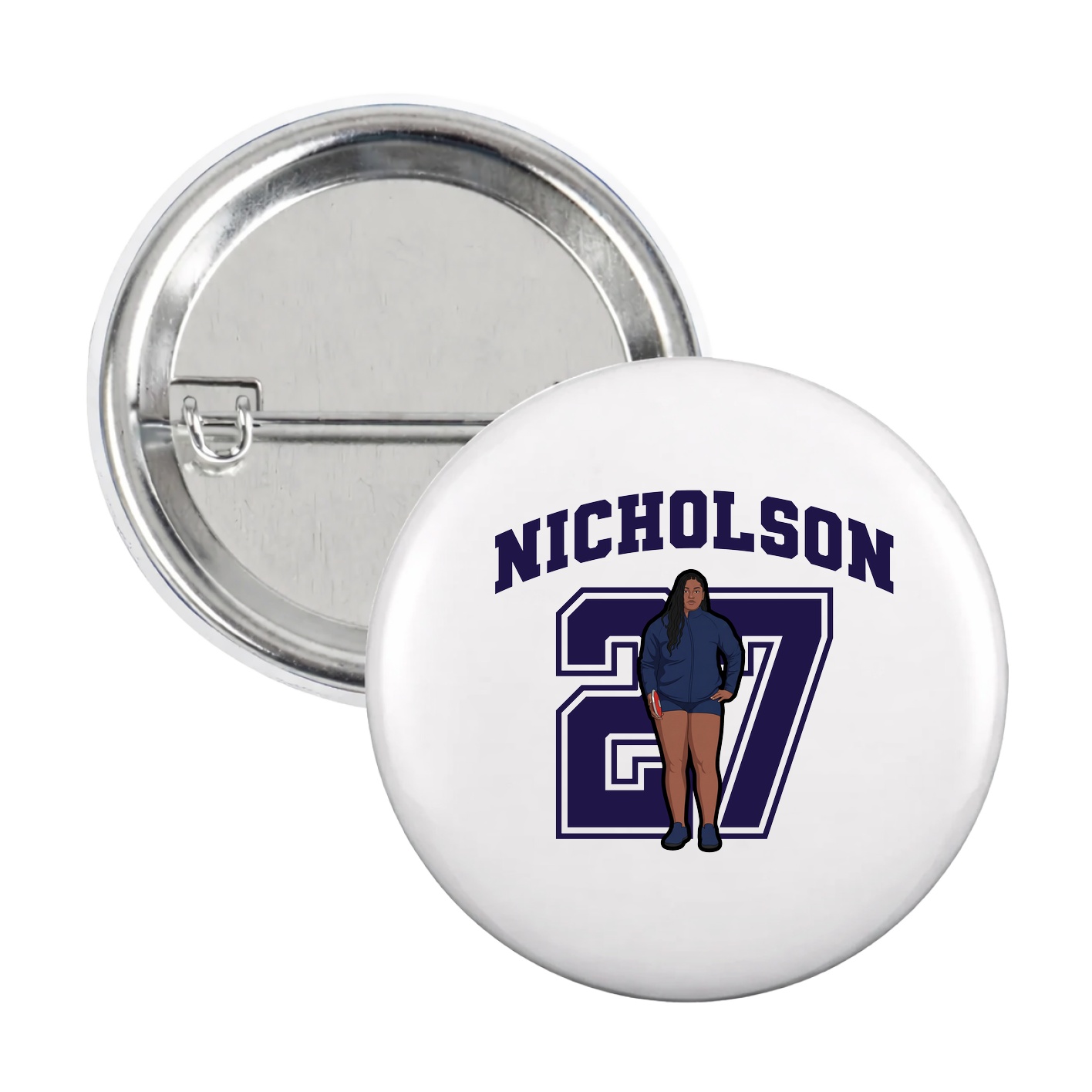 Game Day Button — Number in White