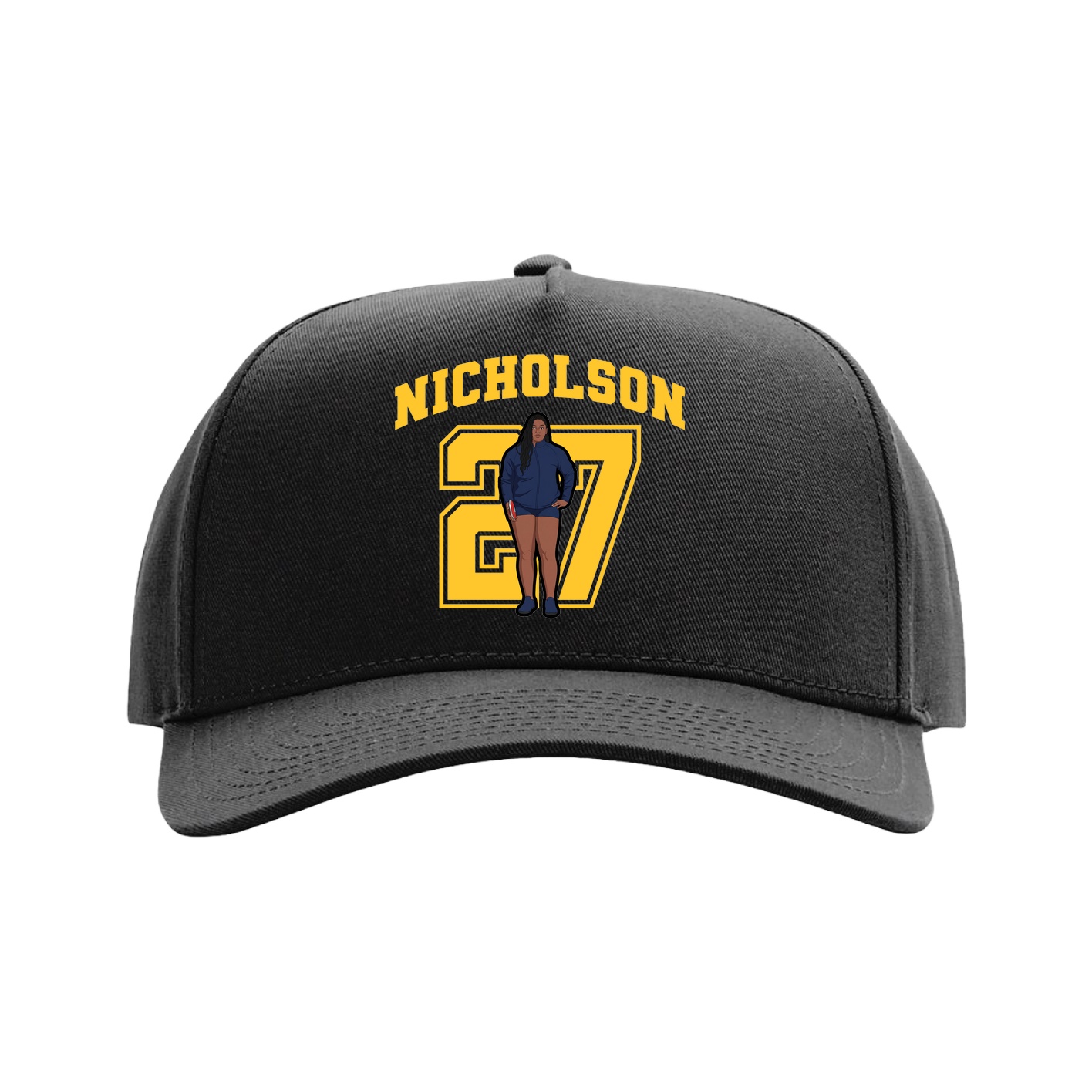 Full Fabric Five-Panel Champ Cap — Number in Black