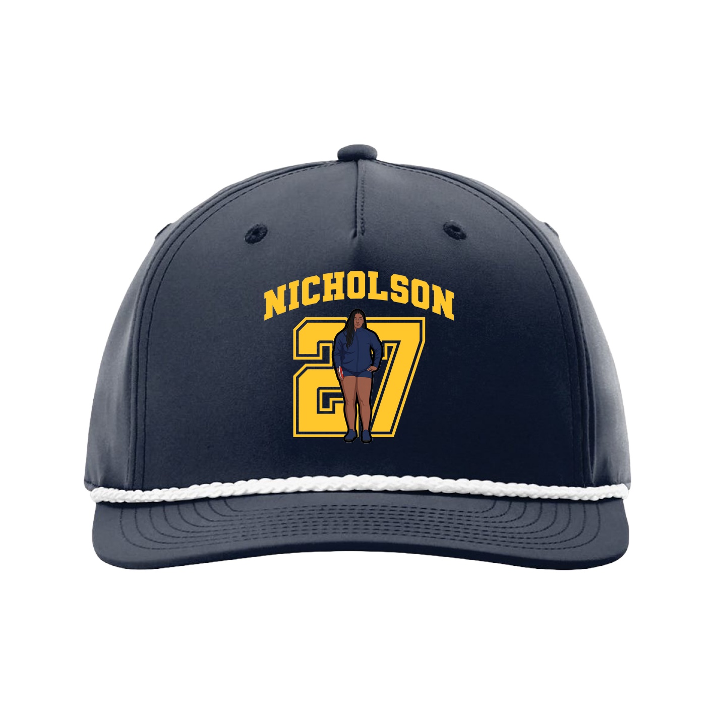 Five-Panel Classic Rope Cap — Number in Navy