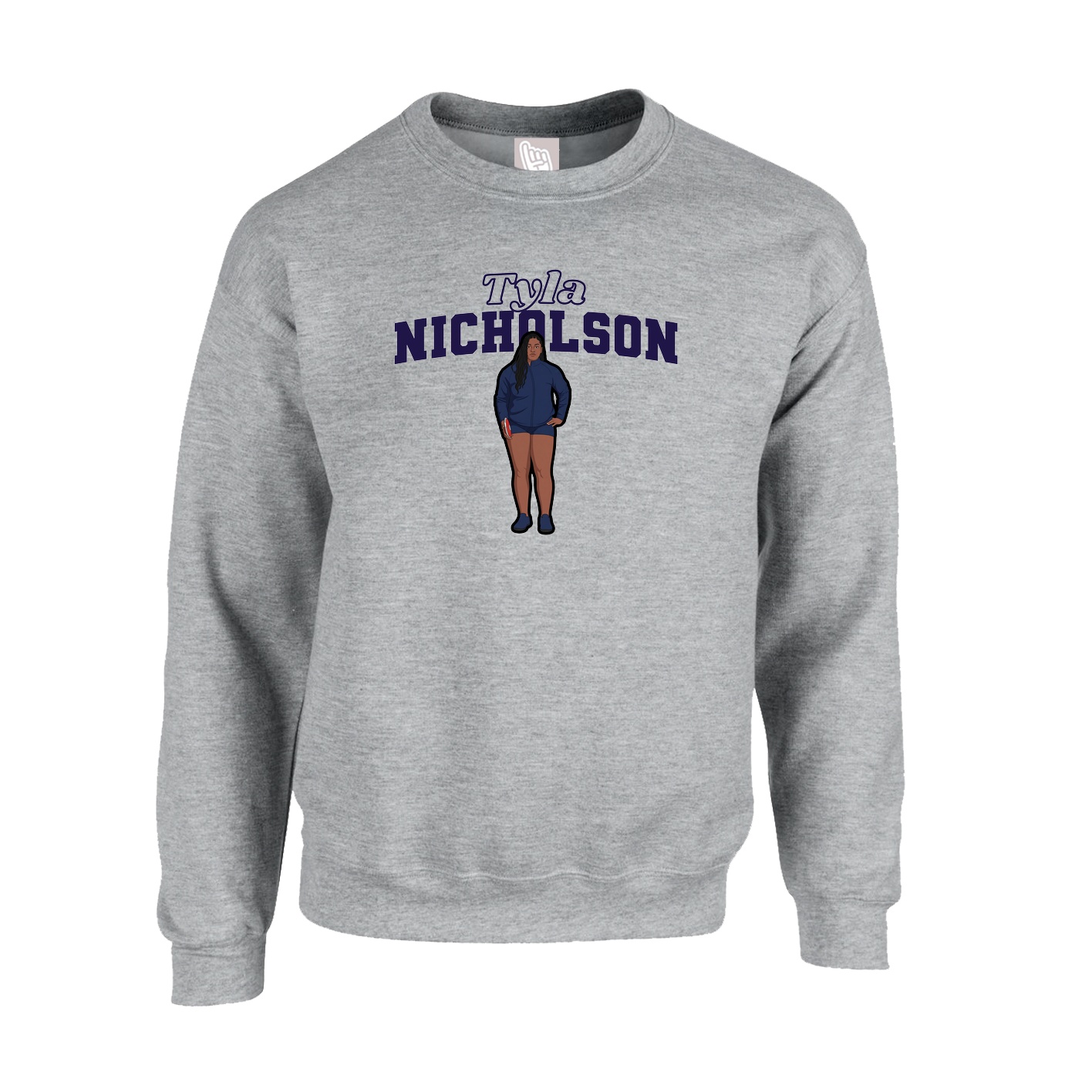 Fleece Crew — Name Arch in Grey