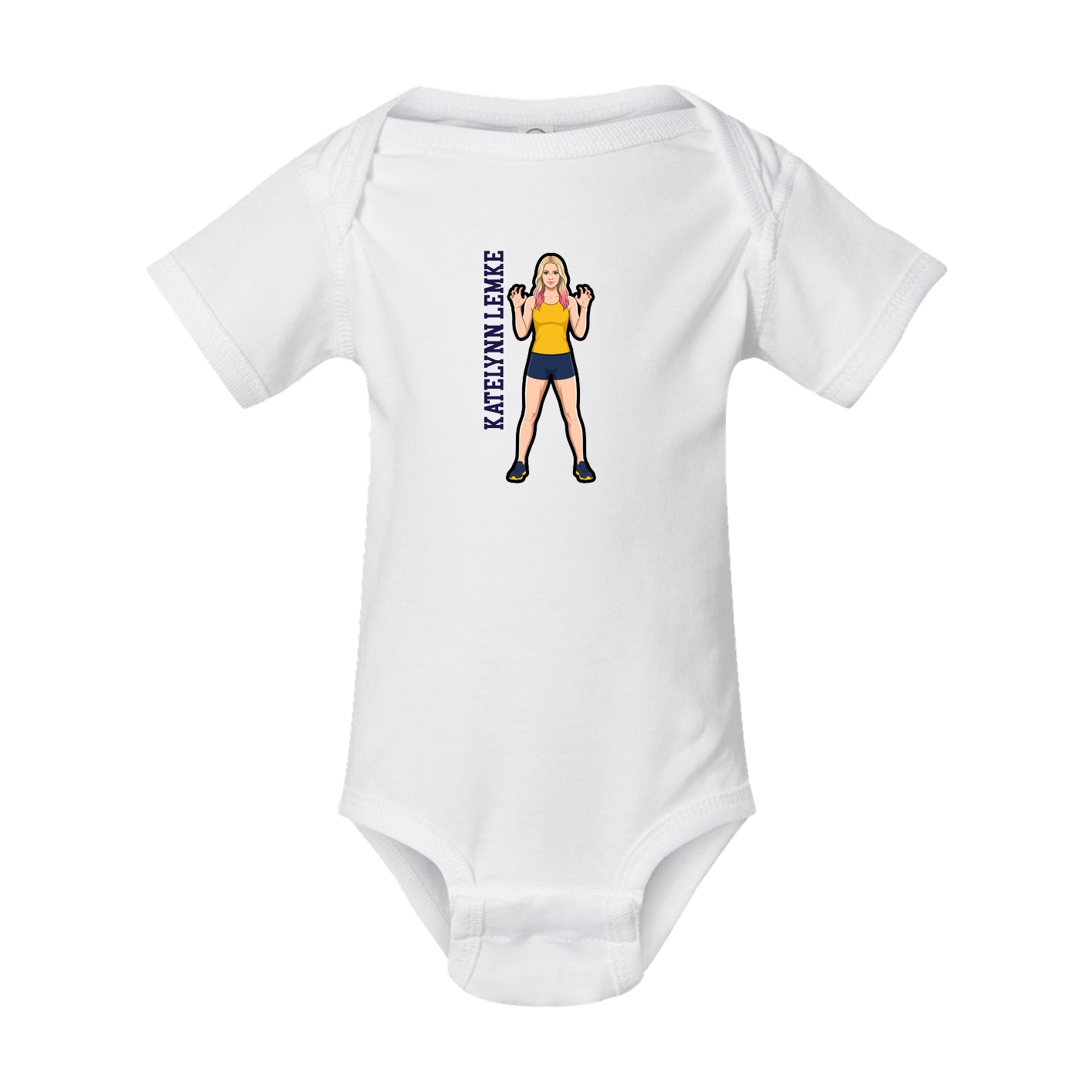 Baby Onesie — Name Vertical in White
