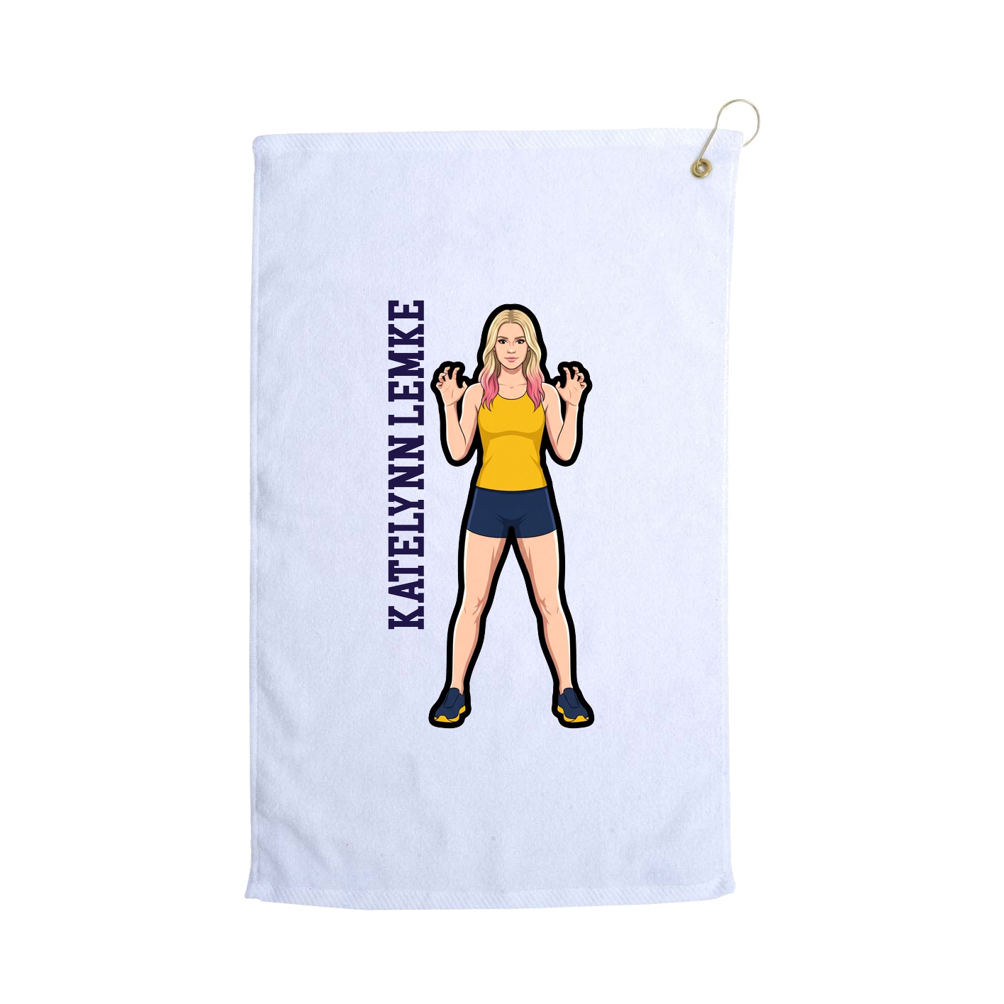 Golf Towel — Name Vertical in White