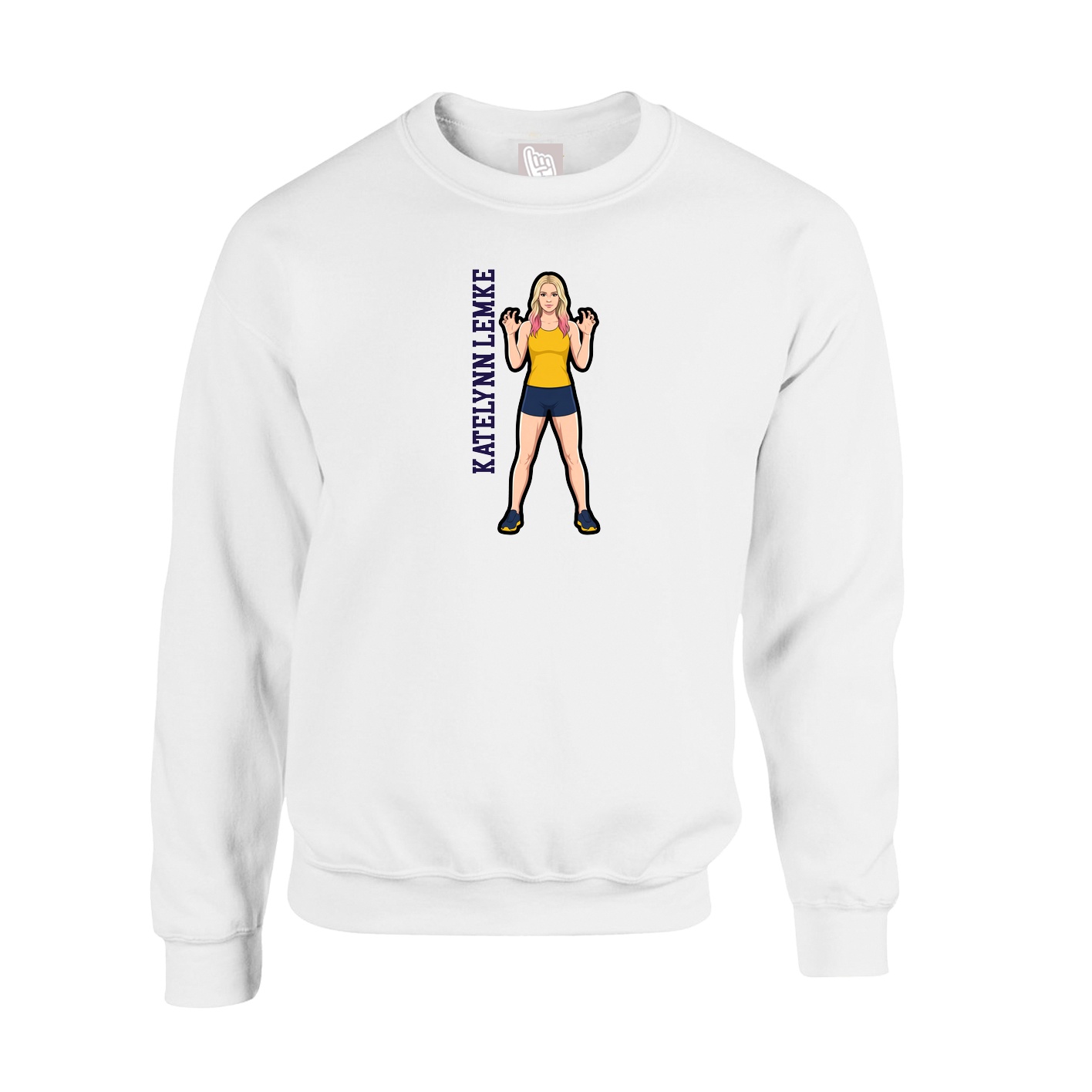 Fleece Crew — Name Vertical in White