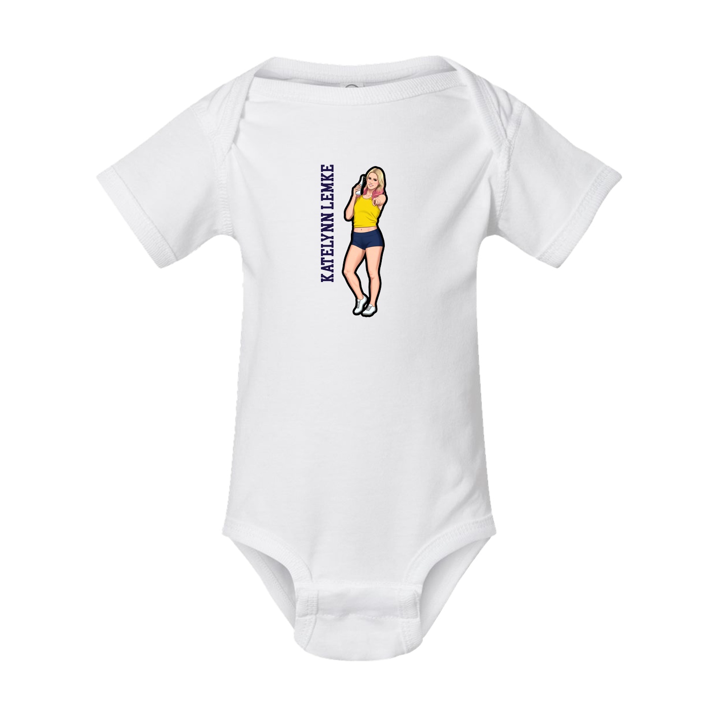 Baby Onesie — Name Vertical in White