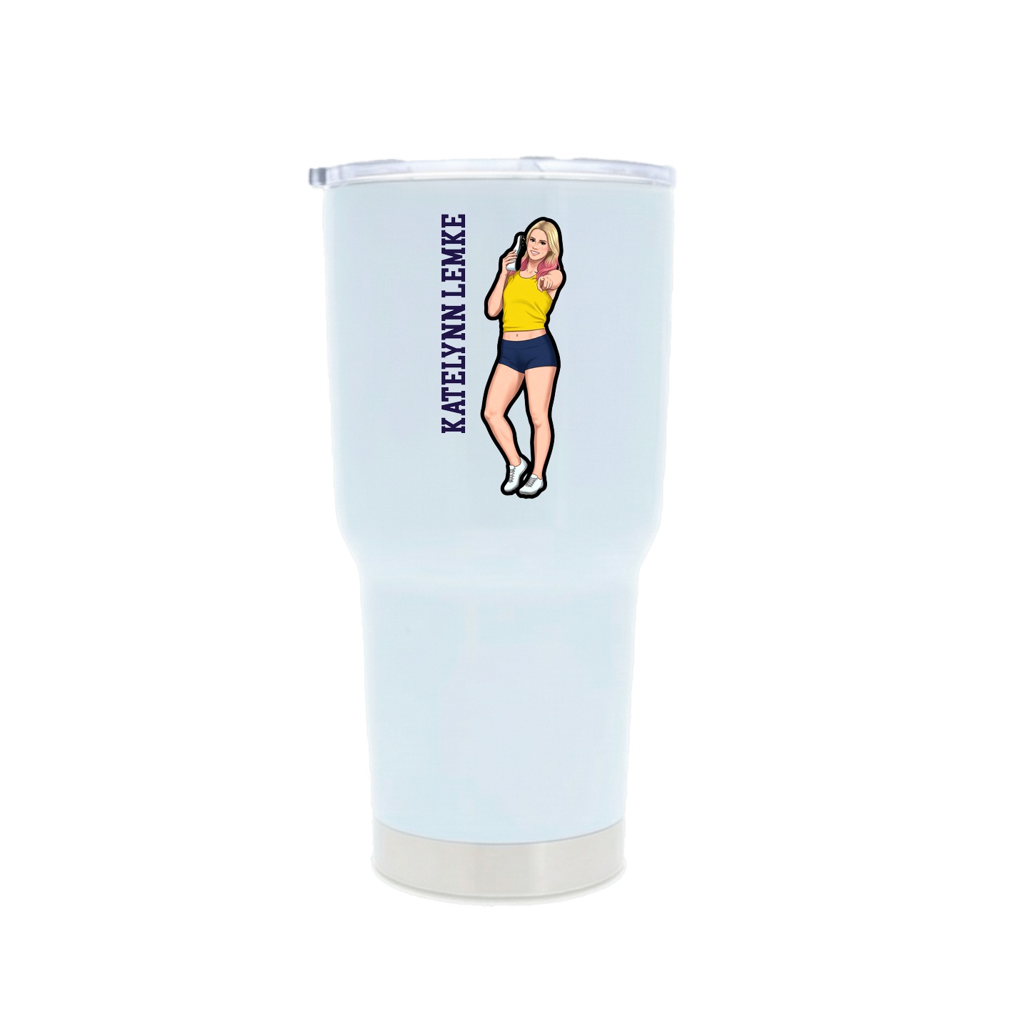 30oz Stainless Steel Tumbler — Name Vertical in White