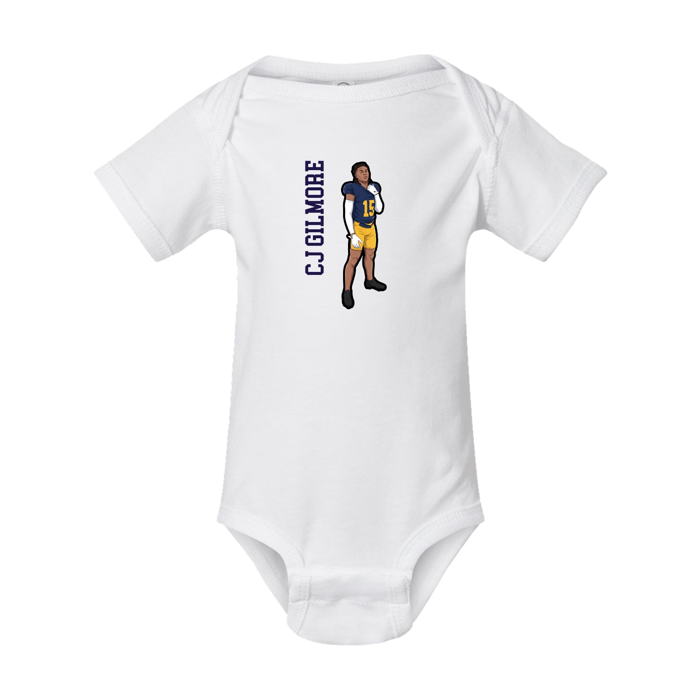 Baby Onesie — Name Vertical in White
