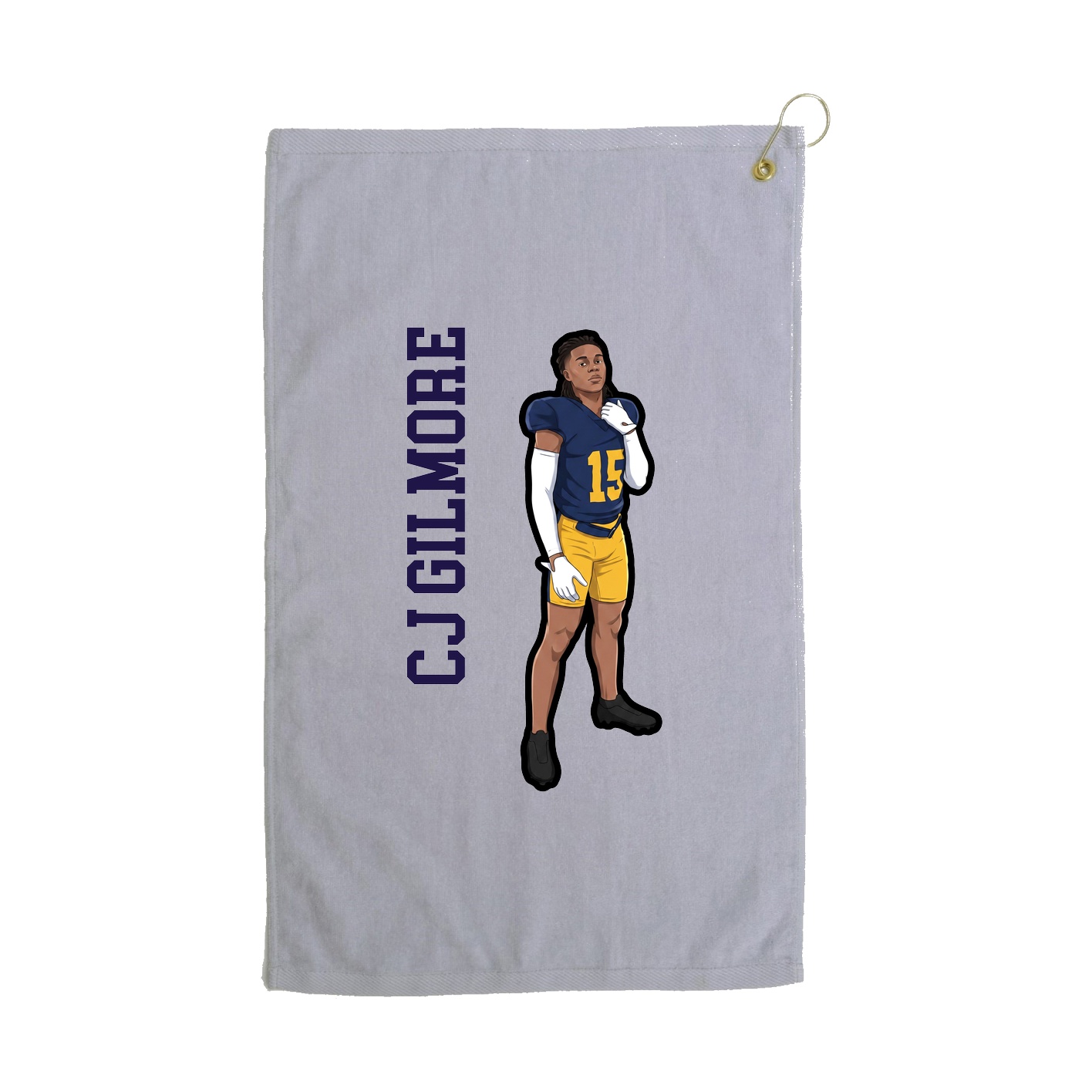 Golf Towel — Name Vertical in Grey