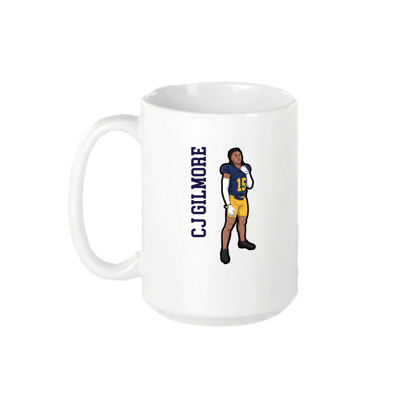 15oz Coffee Mug — Name Vertical in White