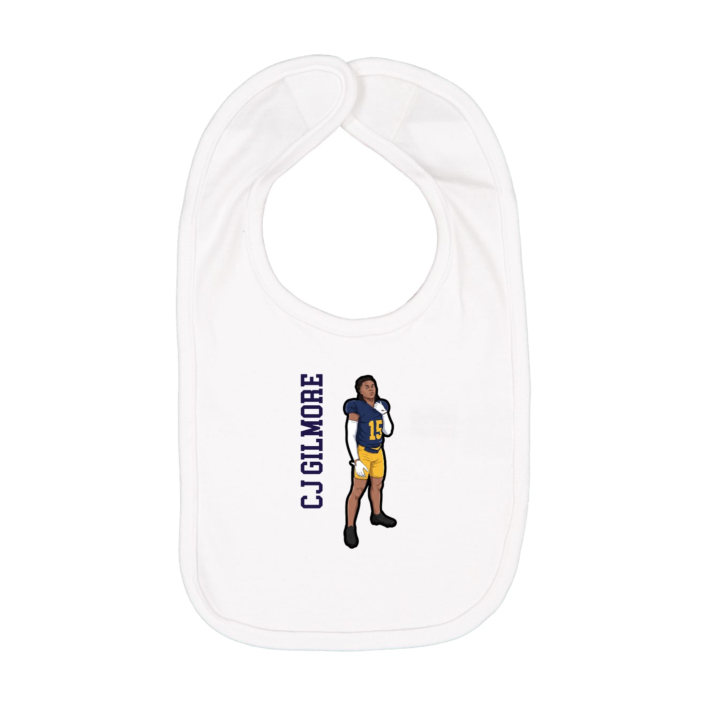 Infant Bib — Name Vertical in White