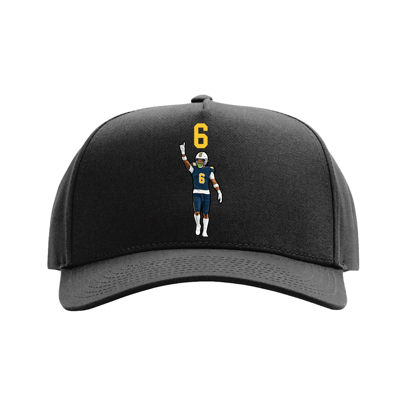 Full Fabric Five-Panel Champ Cap — Number Top in Black