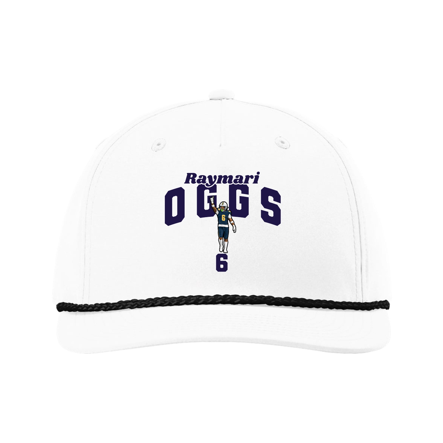 Five-Panel Classic Rope Cap — Signature Arch in White