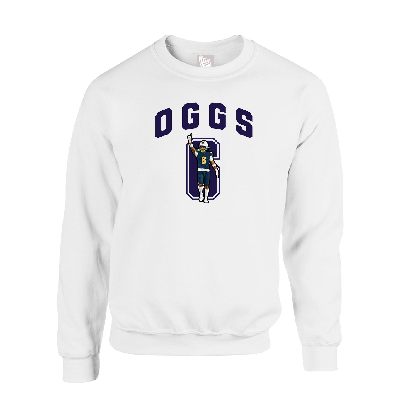 Fleece Crew — Number in White