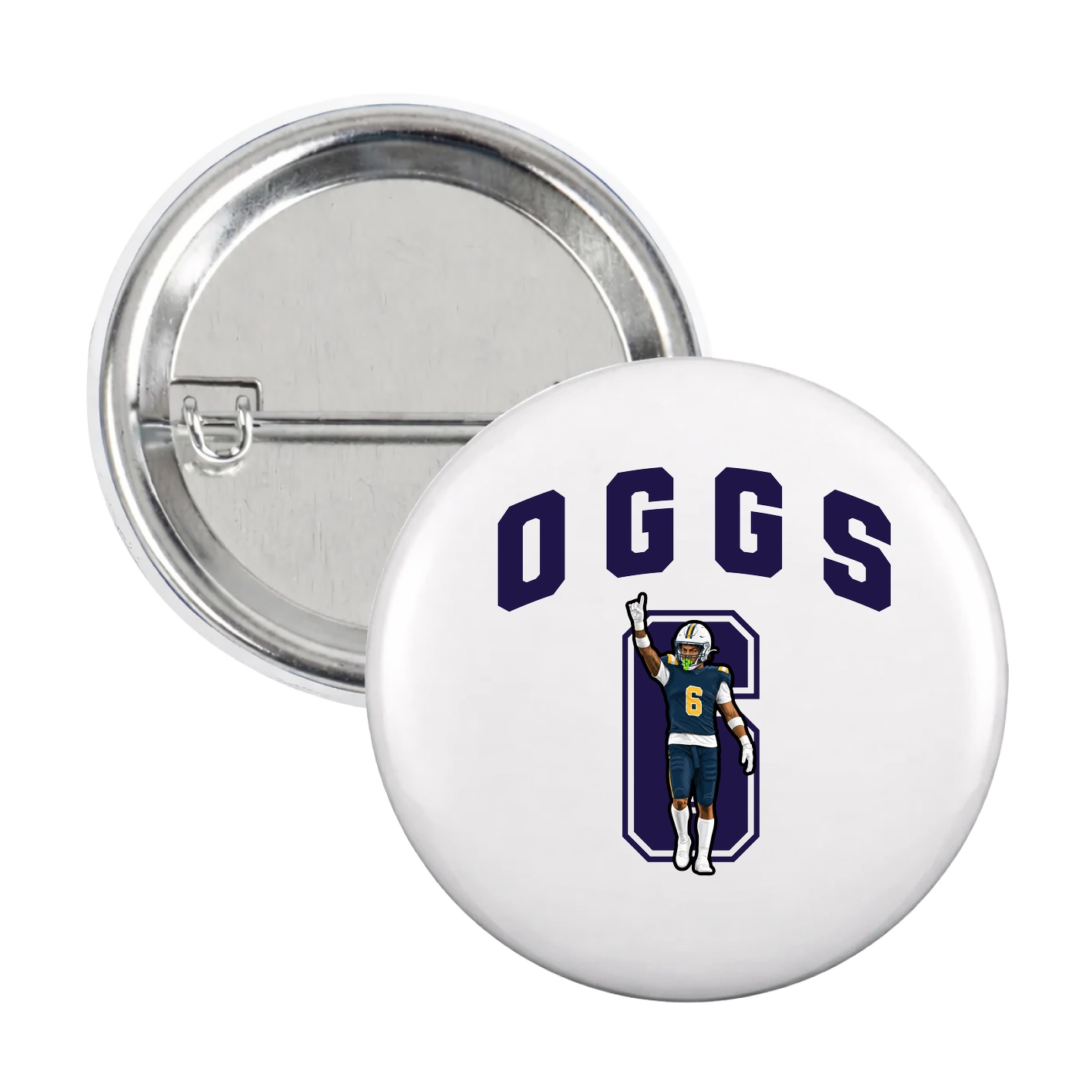 Game Day Button — Number in White