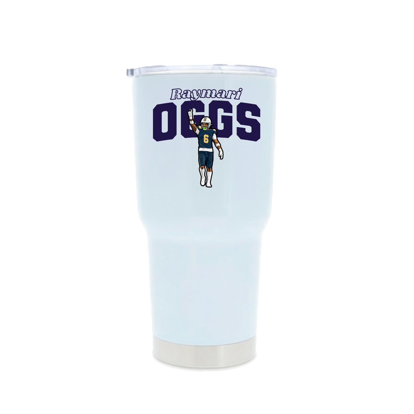 30oz Stainless Steel Tumbler — Name Arch in White