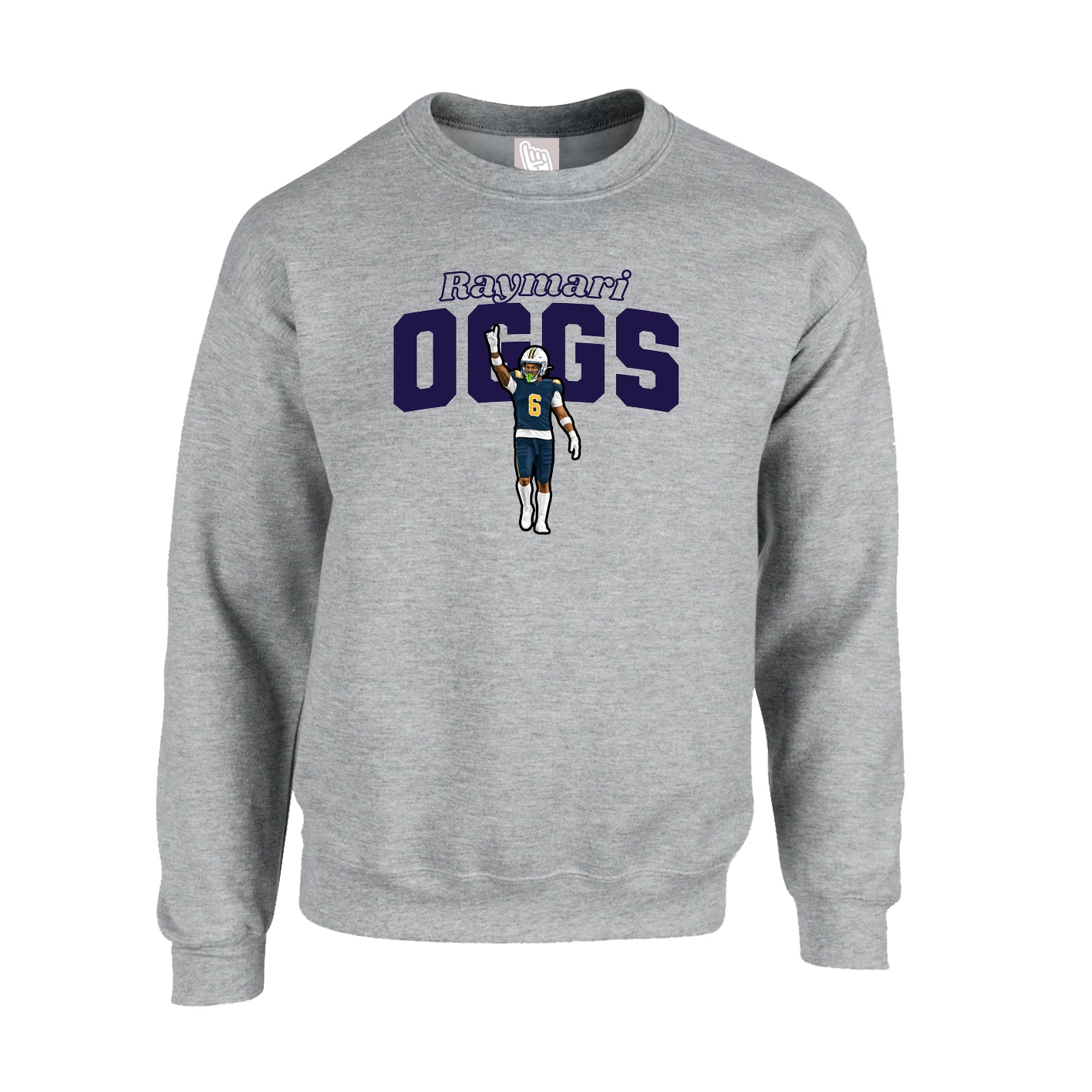 Fleece Crew — Name Arch in Grey