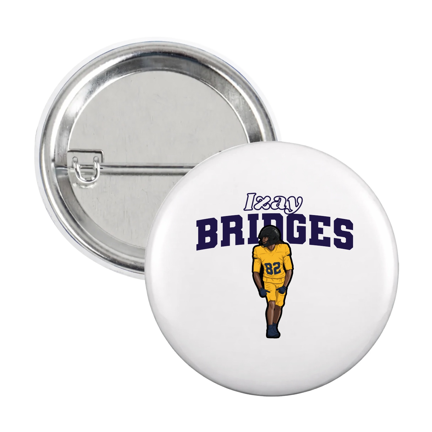 Game Day Button — Name Arch in White