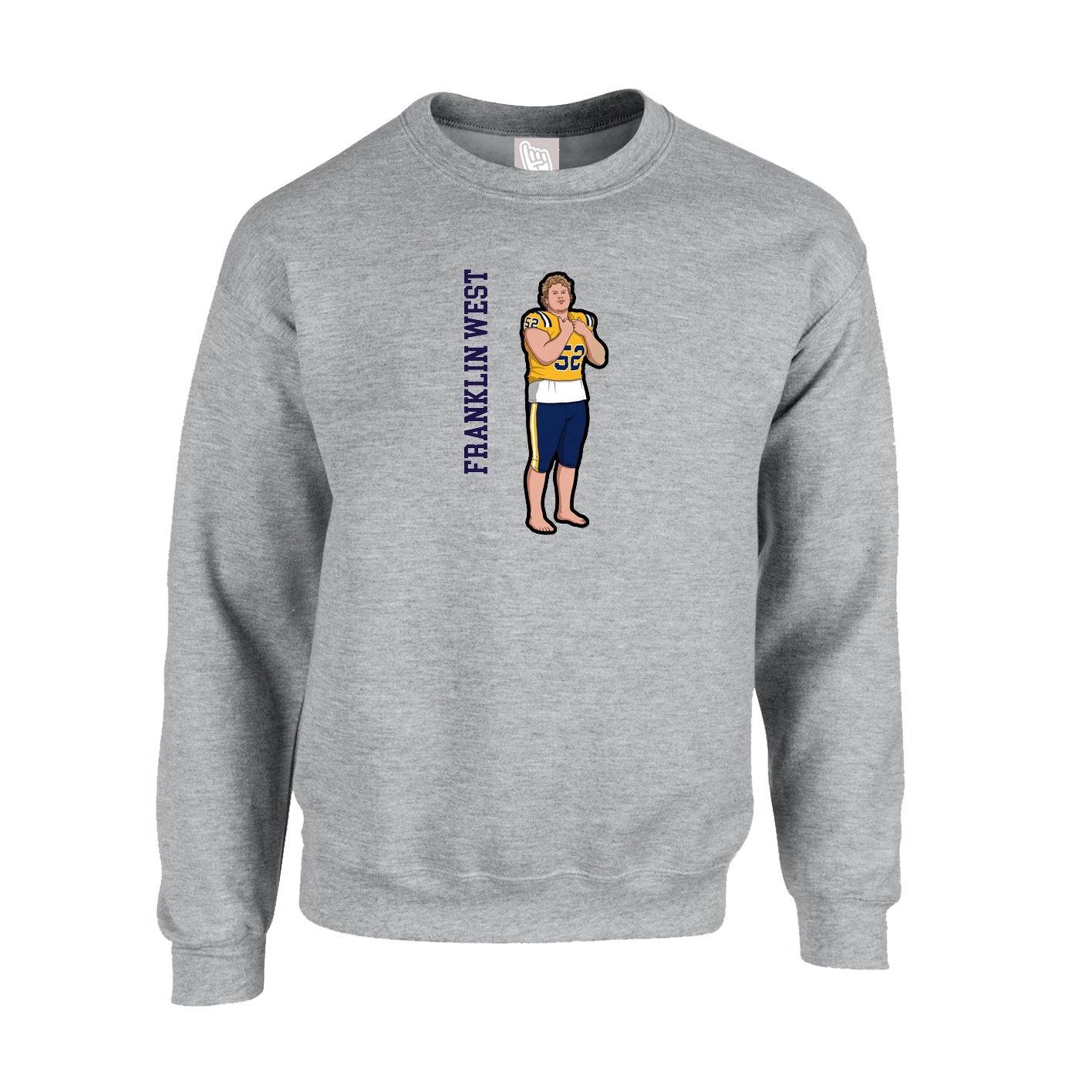 Fleece Crew — Name Vertical in Grey