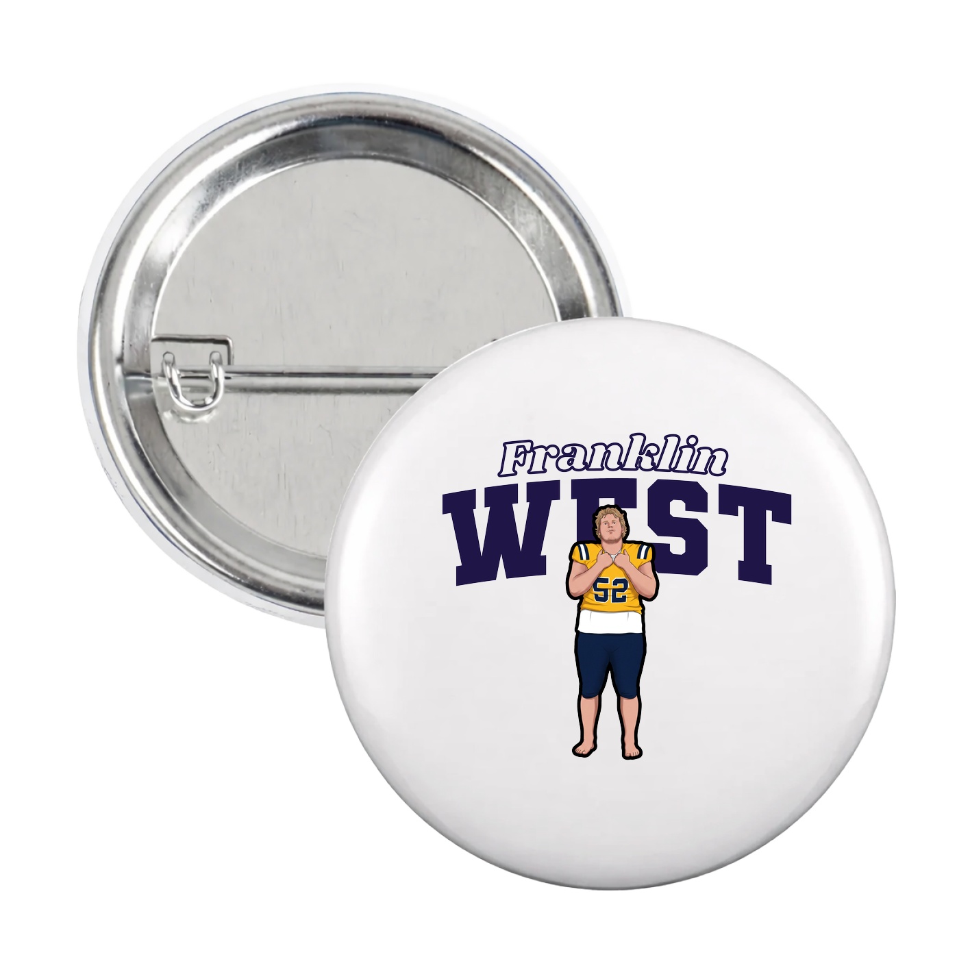 Game Day Button — Name Arch in White