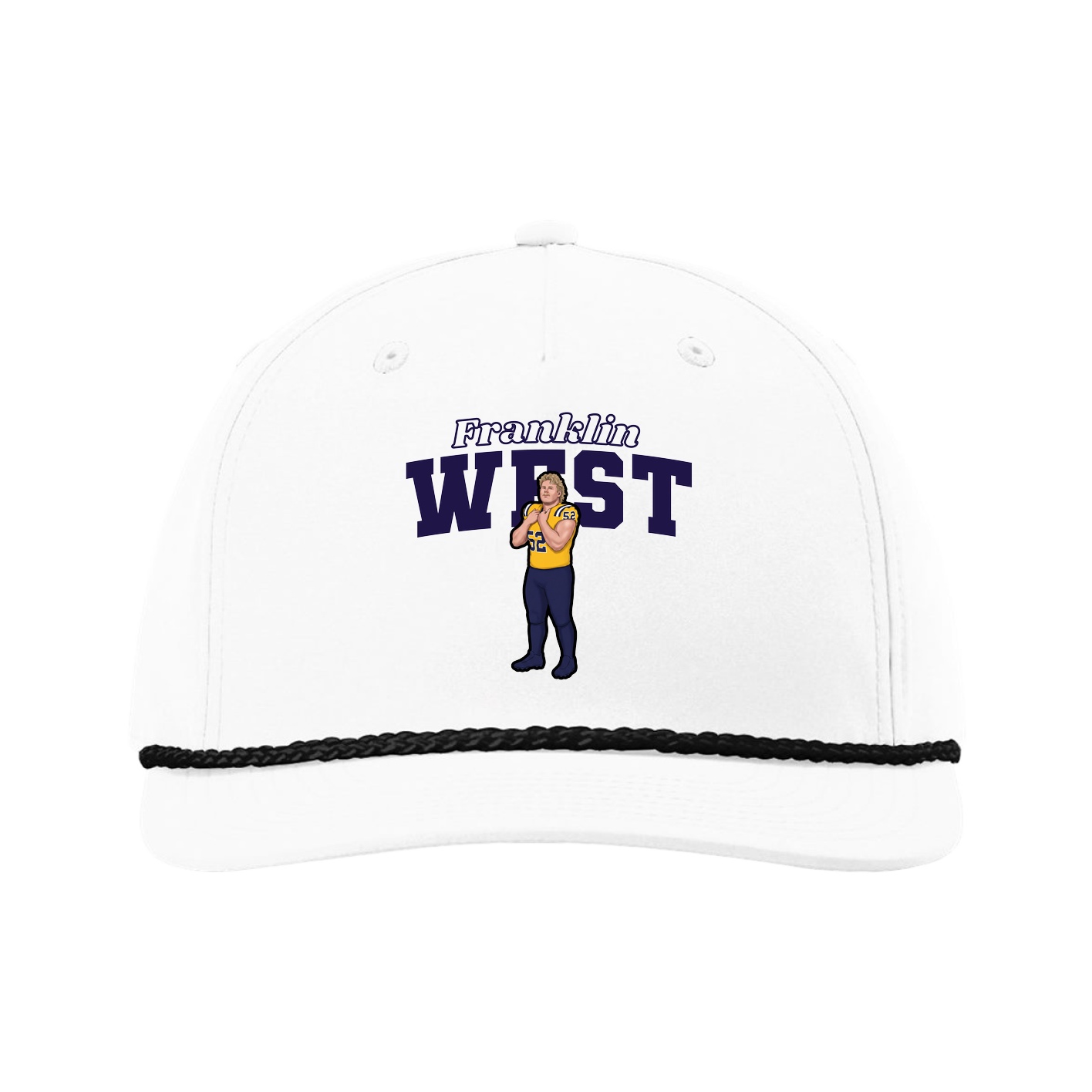 Five-Panel Classic Rope Cap — Name Arch in White