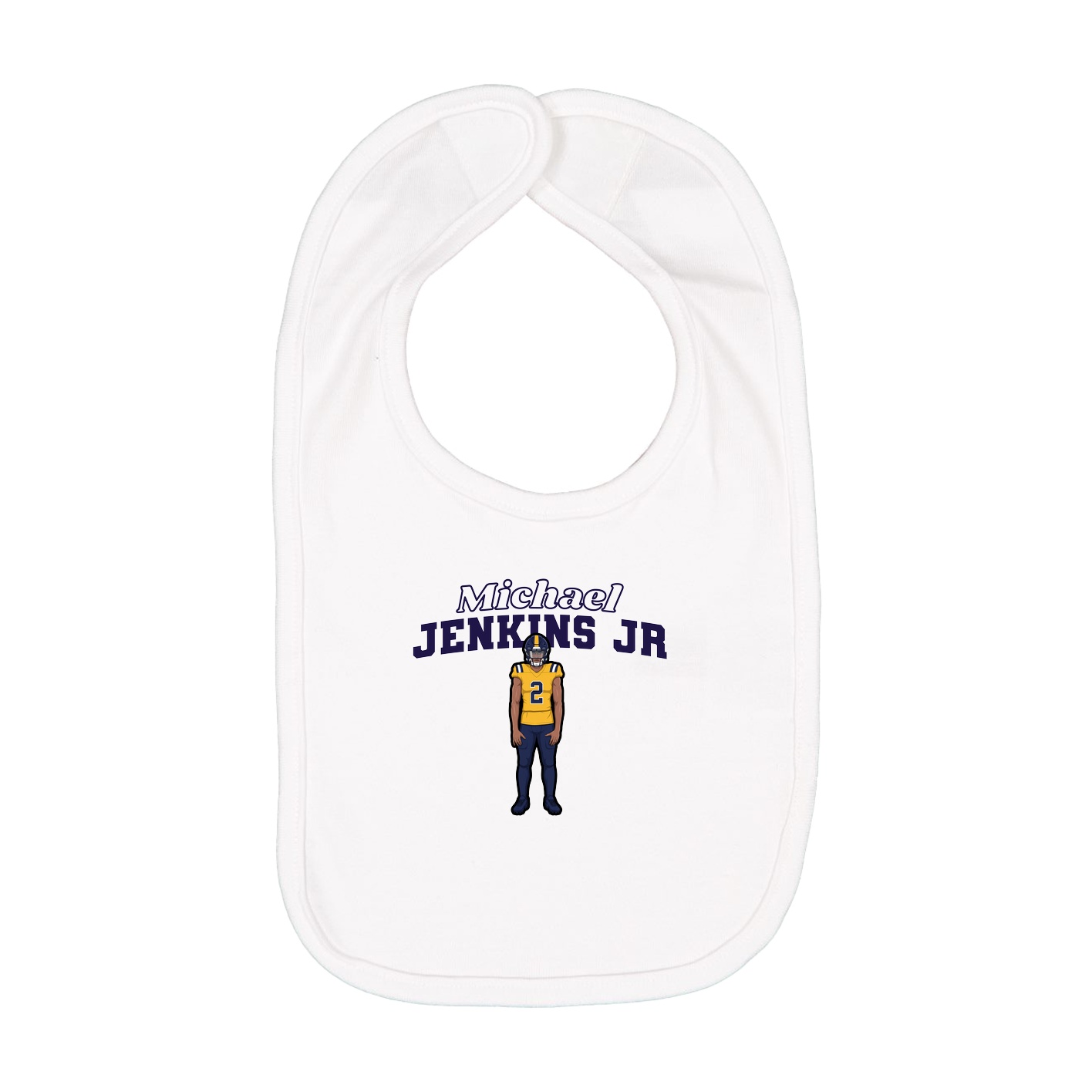 Infant Bib — Name Arch in White